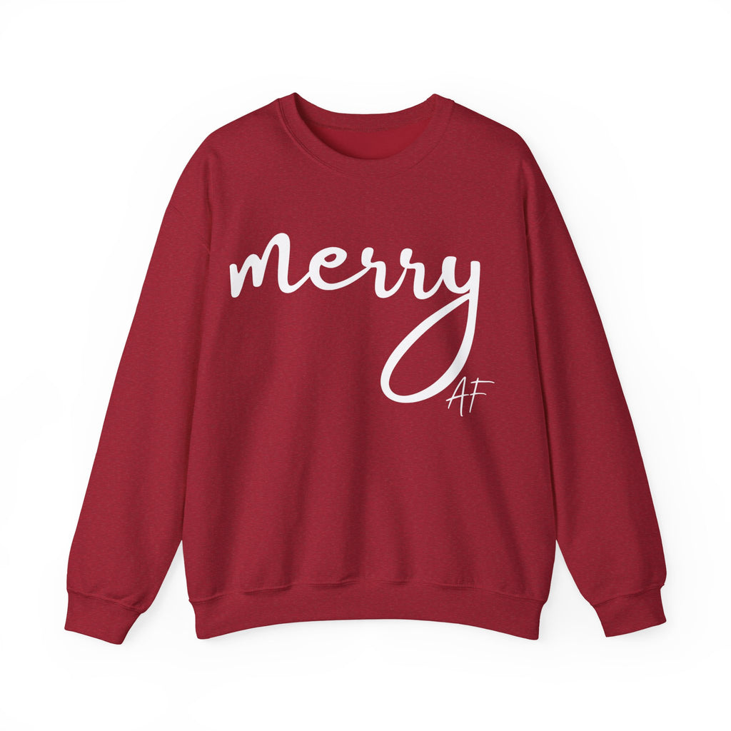 Merry AF Crewneck Sweatshirt – Funny Christmas Holiday Sweater