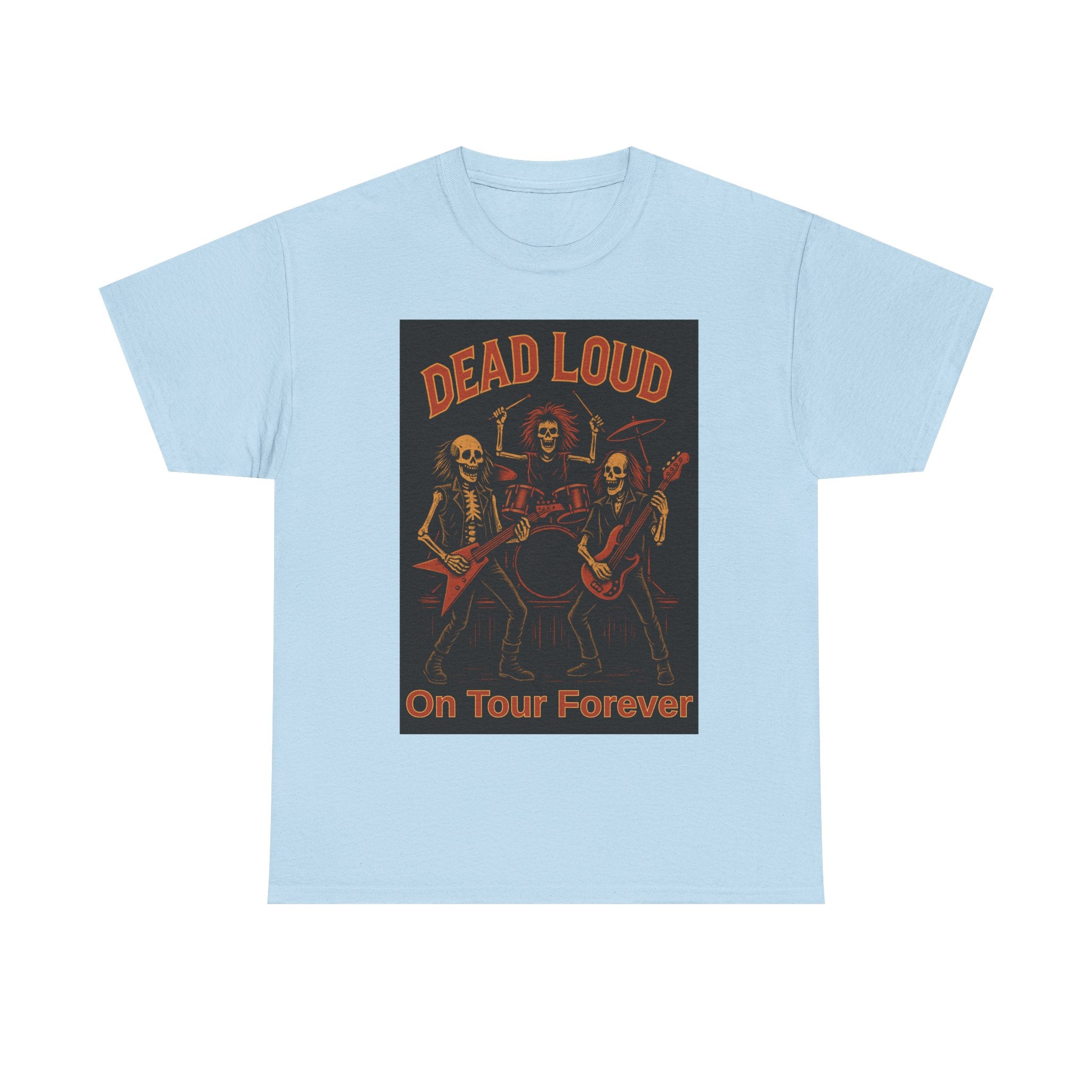 Rock Band Skeletons Tee | Dead Loud On Tour Forever | Unisex Cotton T-Shirt, Band Merch, Music Lover Gift, Halloween Apparel, Concert Shirt