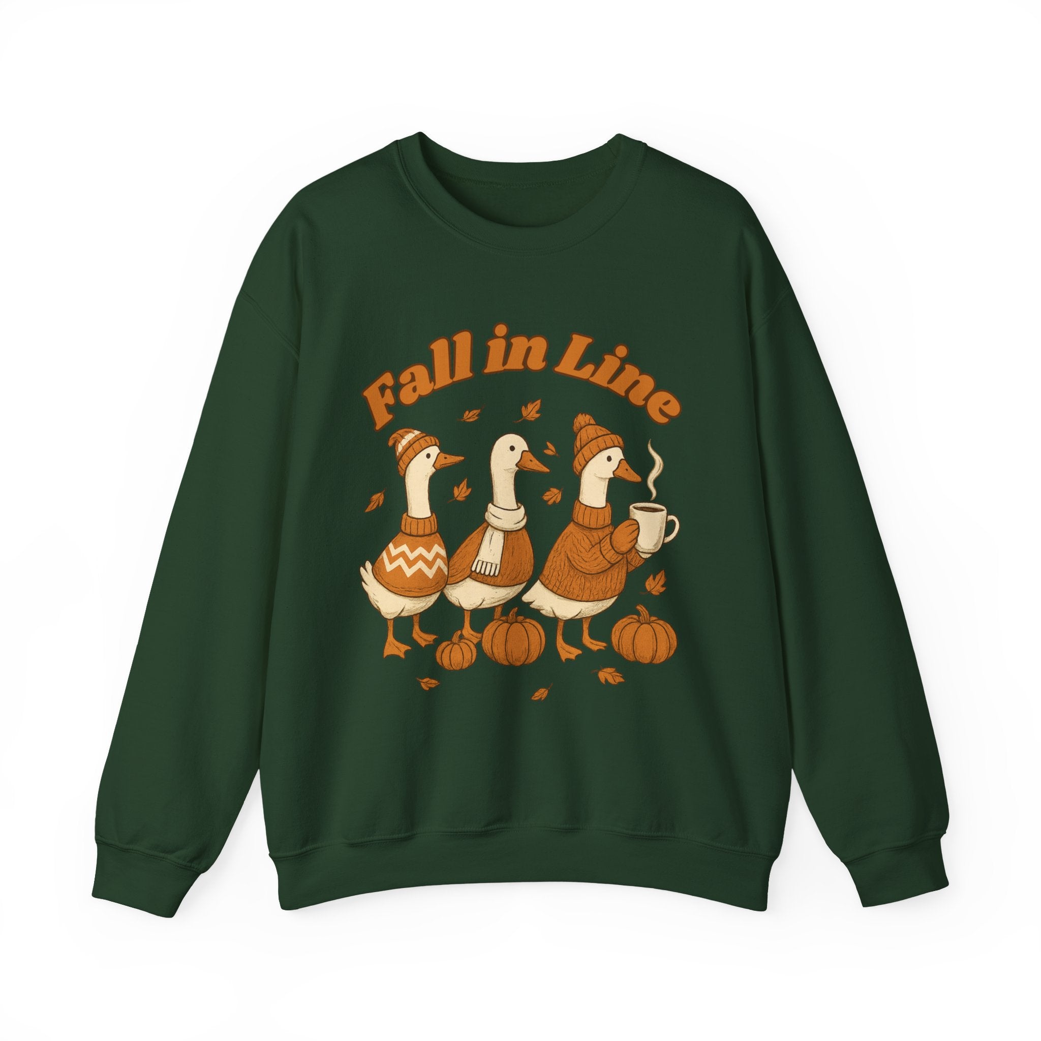 Autumn Vibes Crewneck Sweatshirt - 'Fall in Line' Goose Design