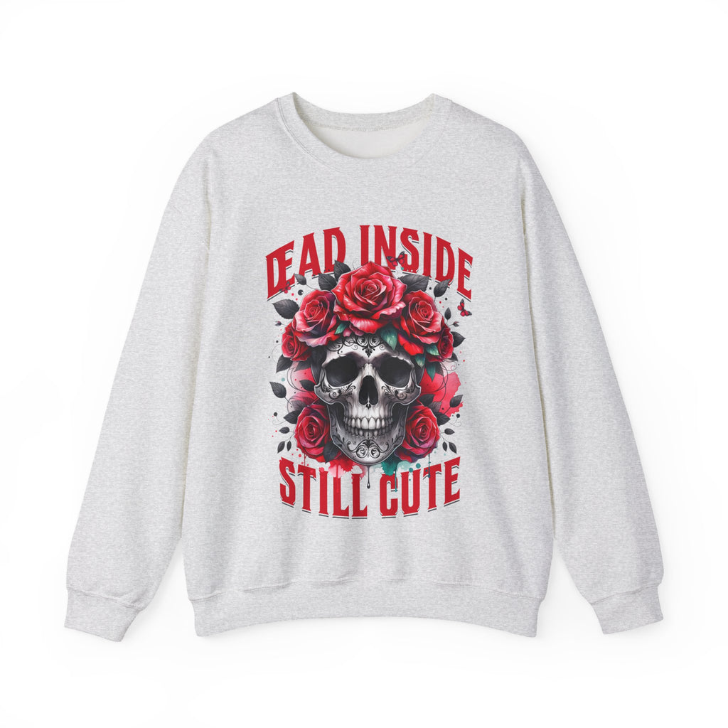 Dead Inside Still Cute Sweatshirt – Gothic Skull Rose Sweater, Dark Feminine Aesthetic Clothing, Alternative Cute Goth Pullover, Funny Goth Gift