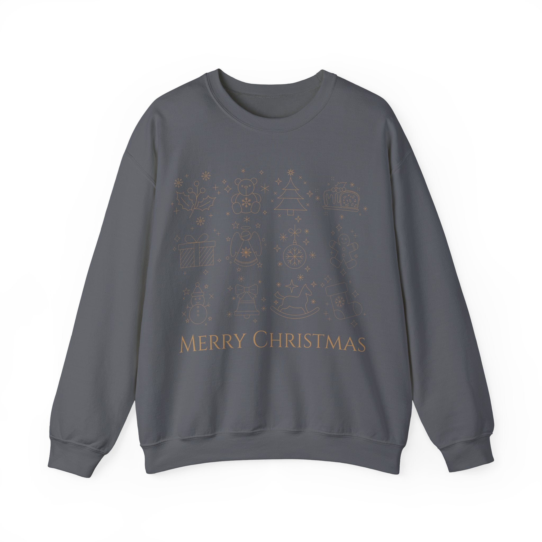 Christmas Sweatshirt — Black 'Merry Christmas' Gold Minimal Holiday Crewneck