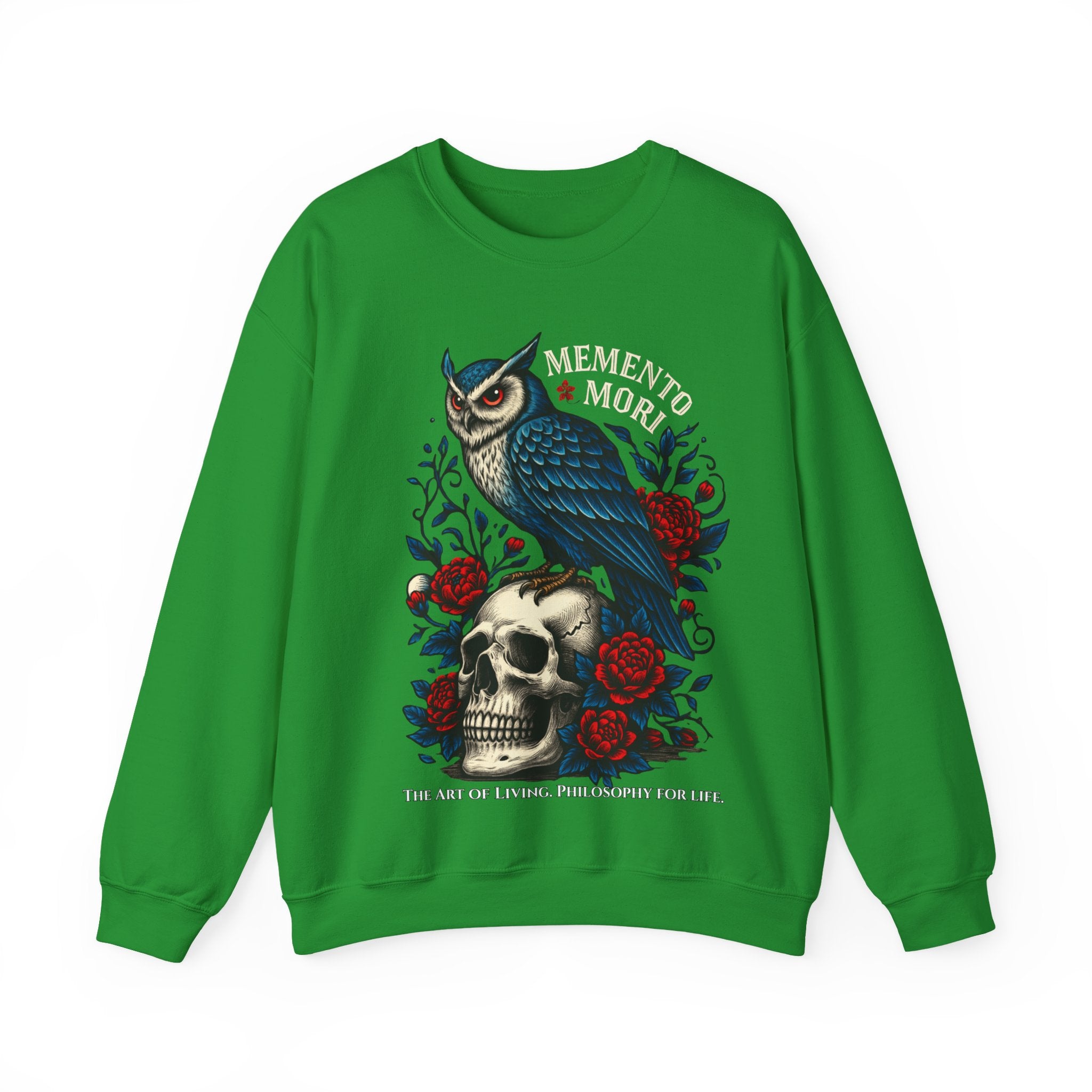 Memento Mori Sweatshirt – Gothic Owl and Skull Sweater, Dark Academia Aesthetic, Philosophy Clothing, Vintage Tattoo Art Pullover, Gothic Gift