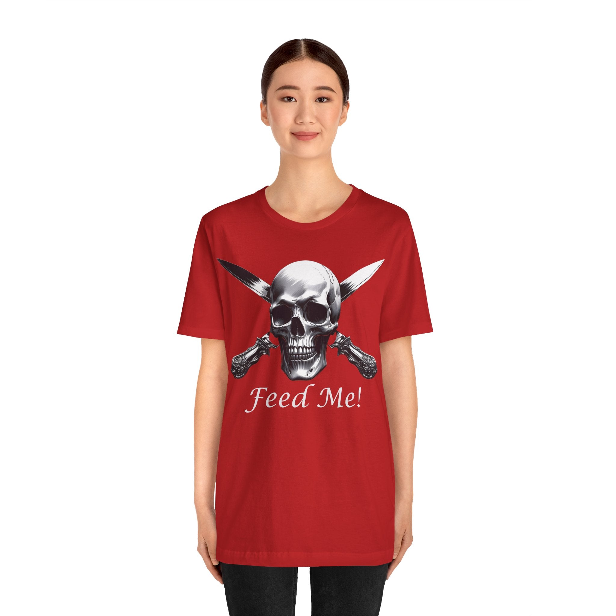 Skull Feed Me Tee, Edgy Graphic T-Shirt, Humour, Punk Fashion Shirt, Unisex Casual Wear