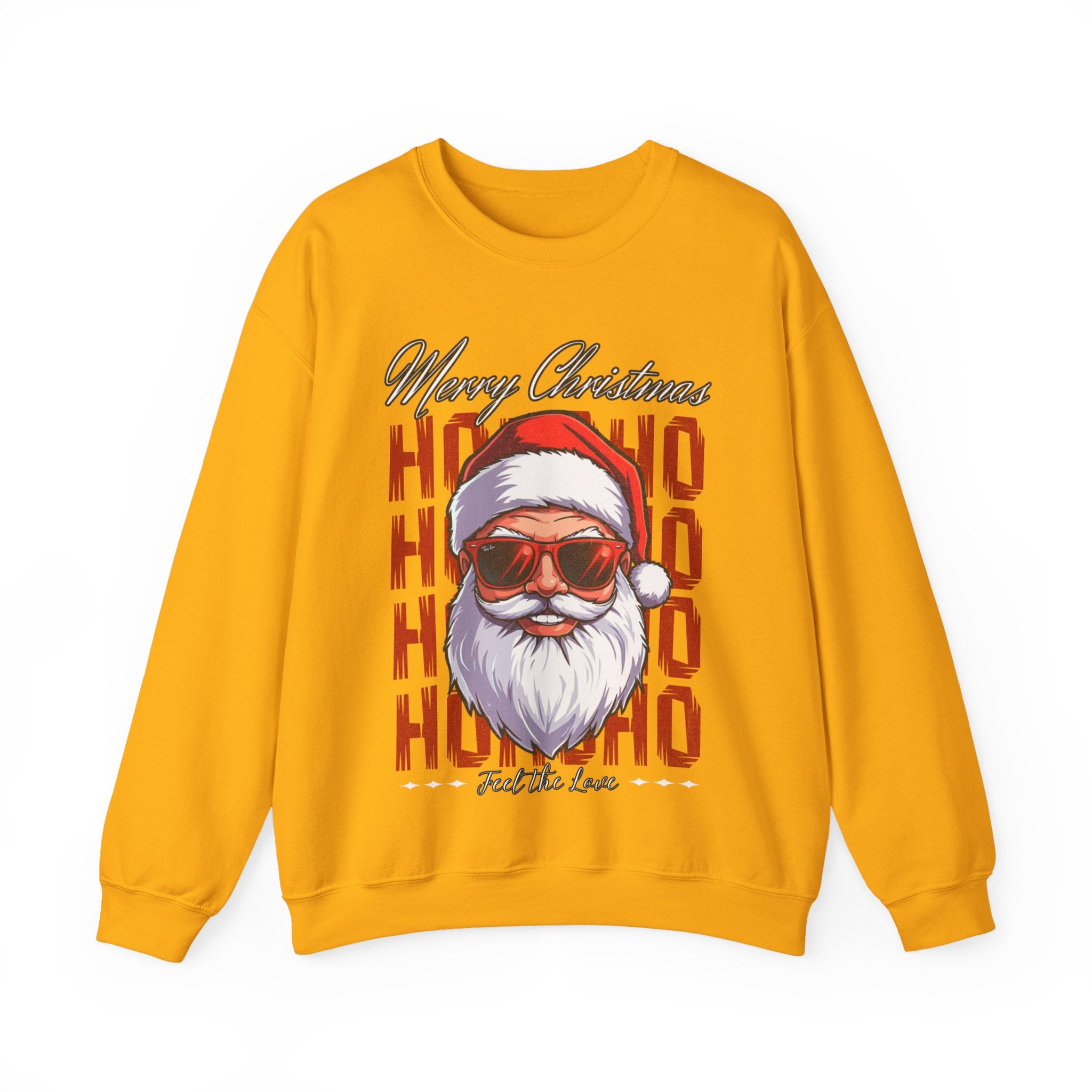 Christmas Santa Crewneck Sweatshirt — "Ho Ho Ho" Sunglasses Santa Holiday Jumper