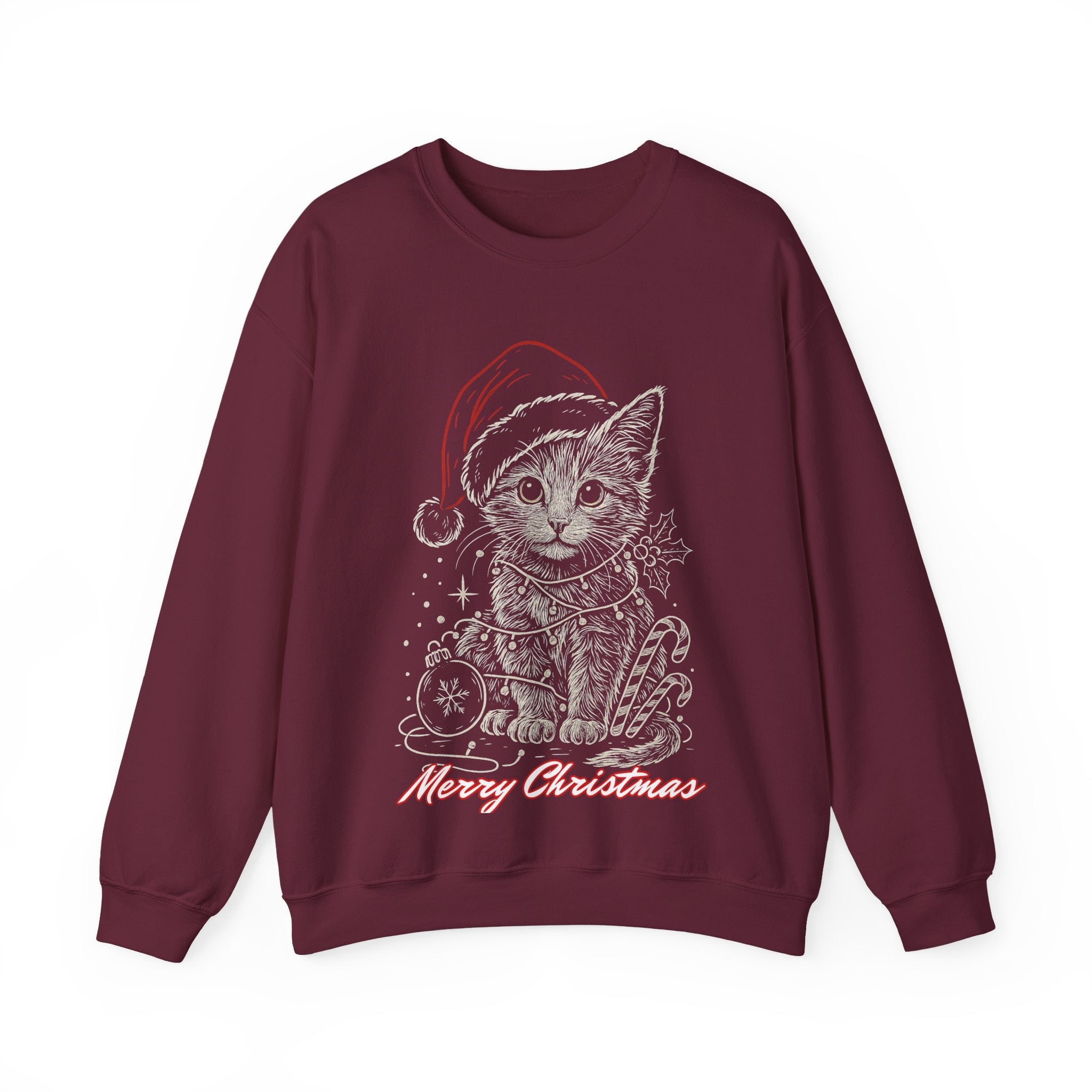 Christmas Kitten Sweatshirt — Merry Christmas Cat Holiday Crewneck
