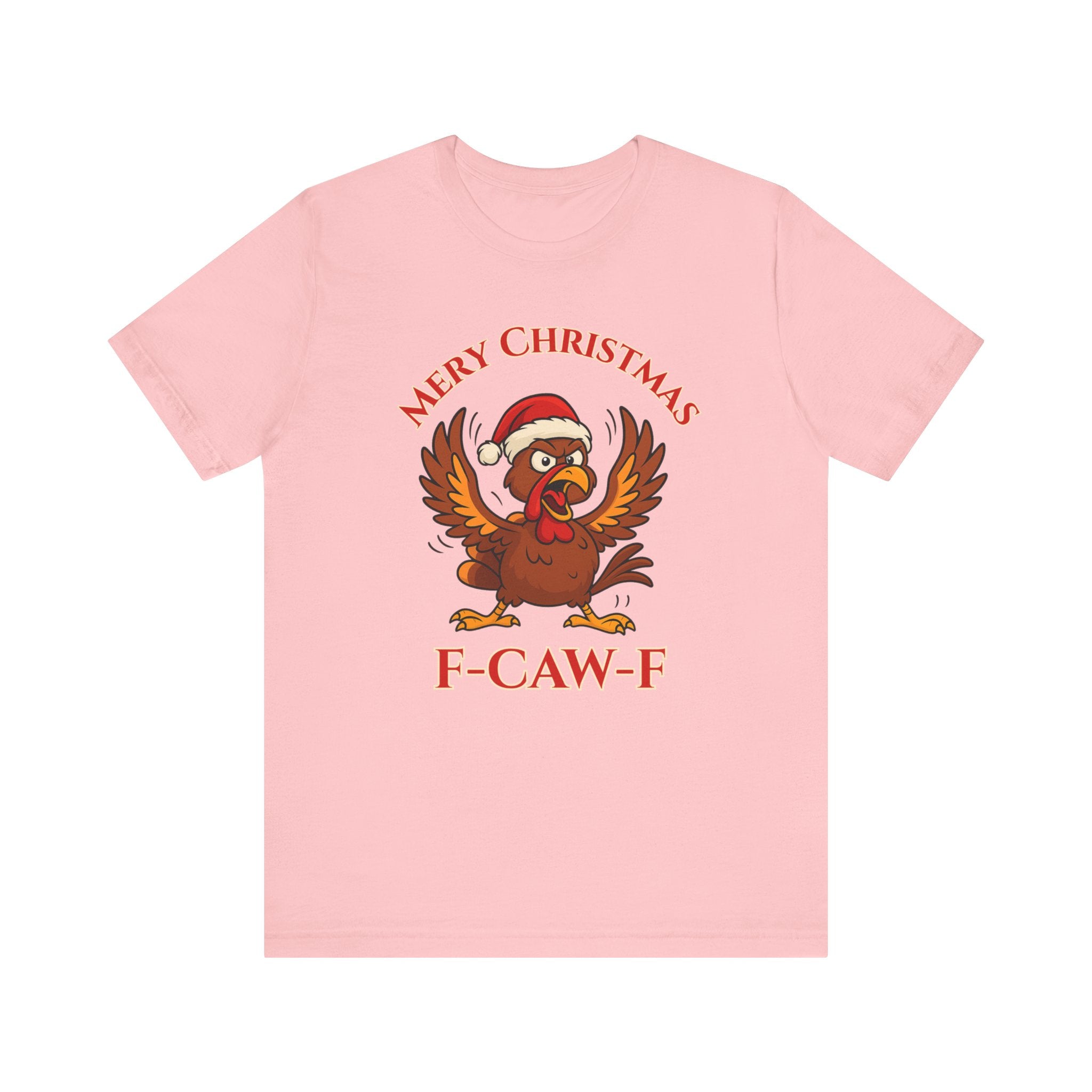 Funny Christmas Turkey Tee - "F-CAW-F" Unisex Short Sleeve T-Shirt