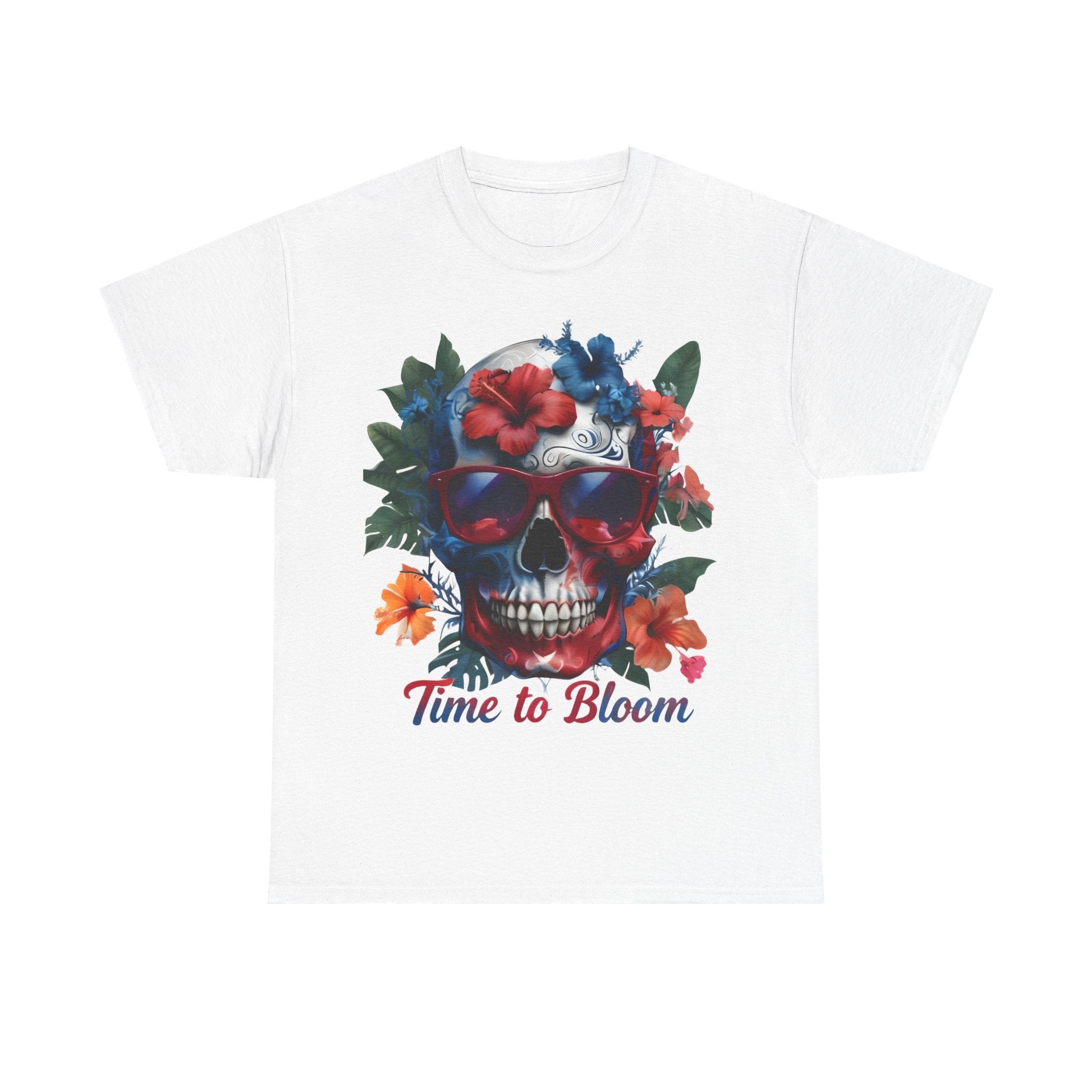Skull Floral Tee - Time to Bloom, Unisex T-Shirt, Graphic Tee, Gift for Flower Lovers, Vintage Style Apparel