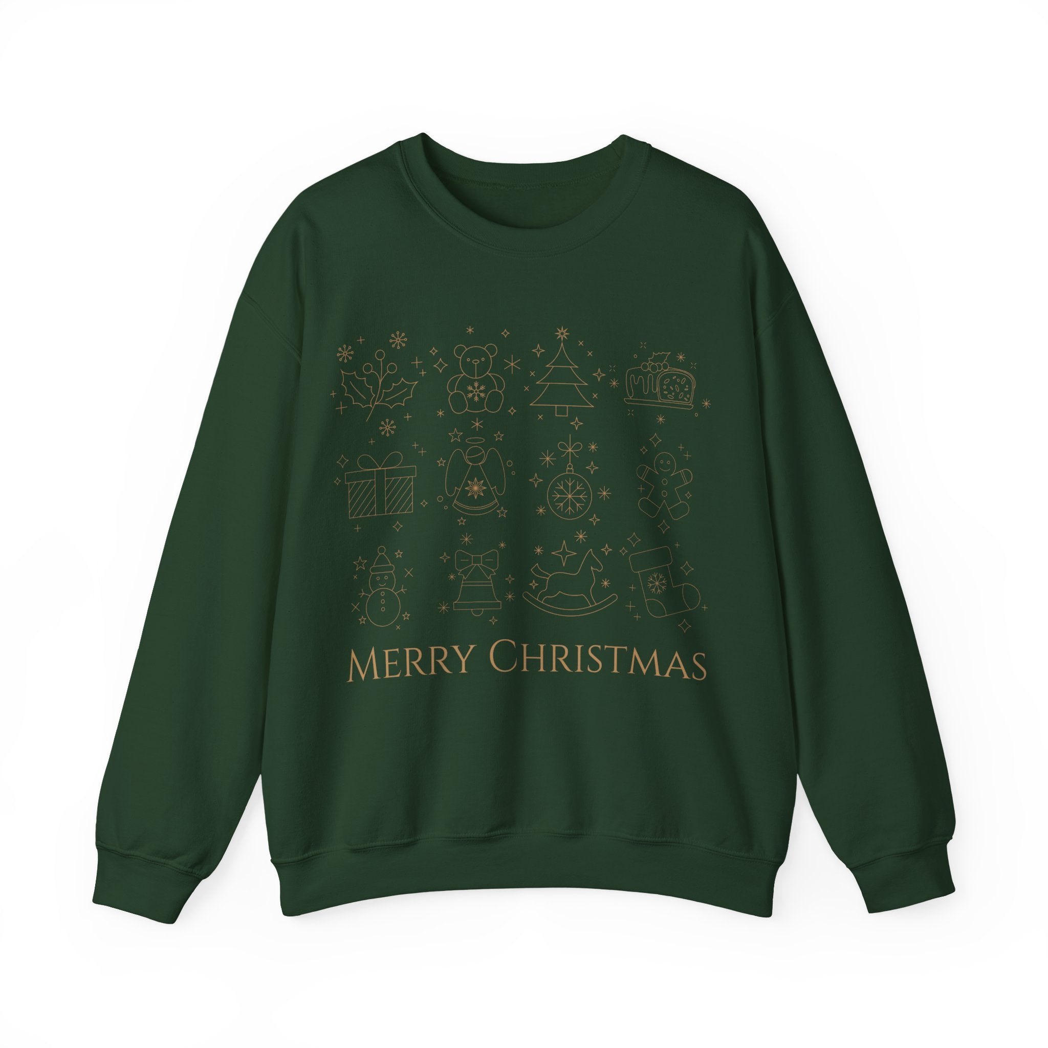 Christmas Sweatshirt — Black 'Merry Christmas' Gold Minimal Holiday Crewneck