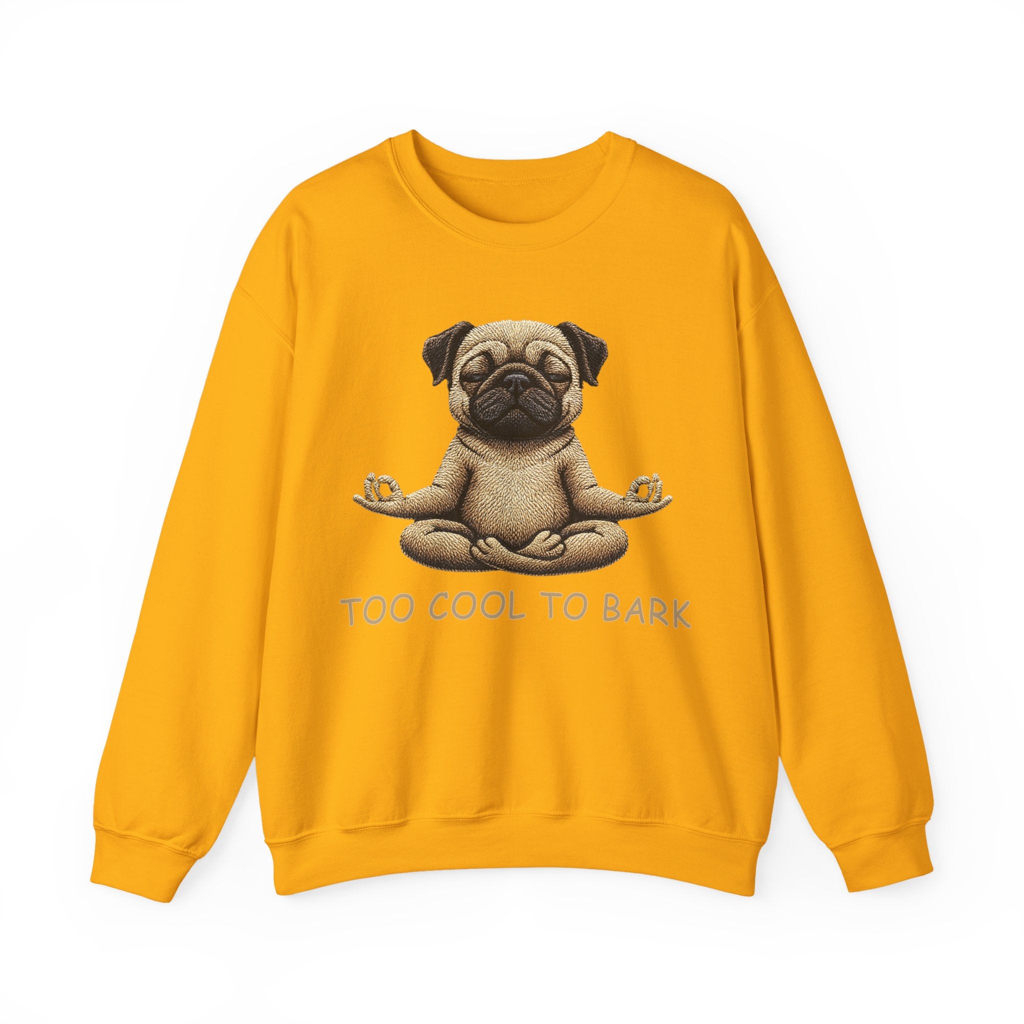 Pug Yoga Sweatshirt – "Too Cool to Bark" Cozy Crewneck