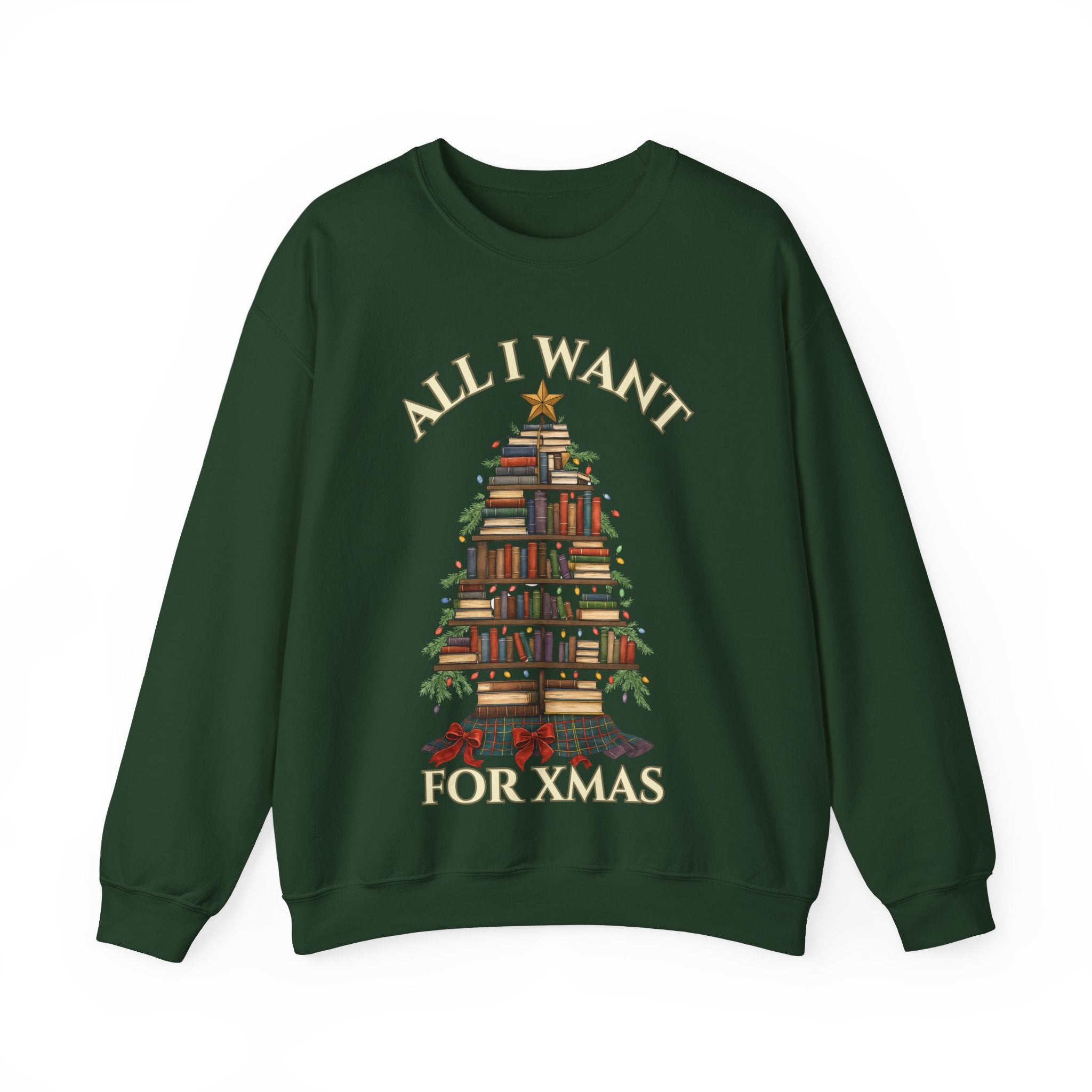 Christmas Book Lover Crewneck Sweatshirt - 'All I Want for XMAS'