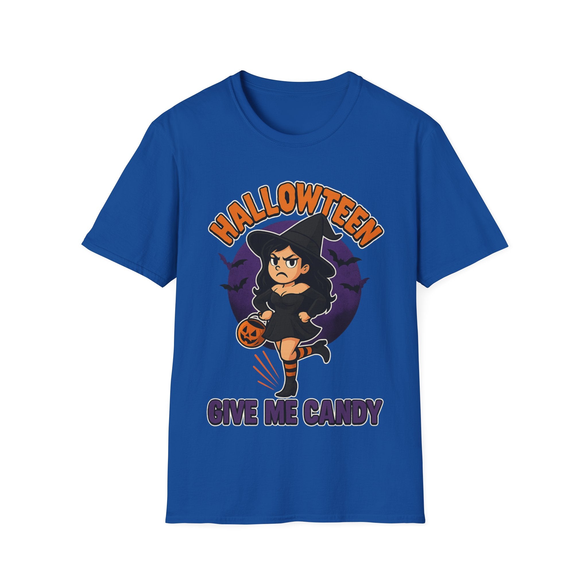 Halloween Witch Give Me Candy T-Shirt, Unisex Softstyle Tee for Halloween Parties, Costume, Gift, Spooky Season