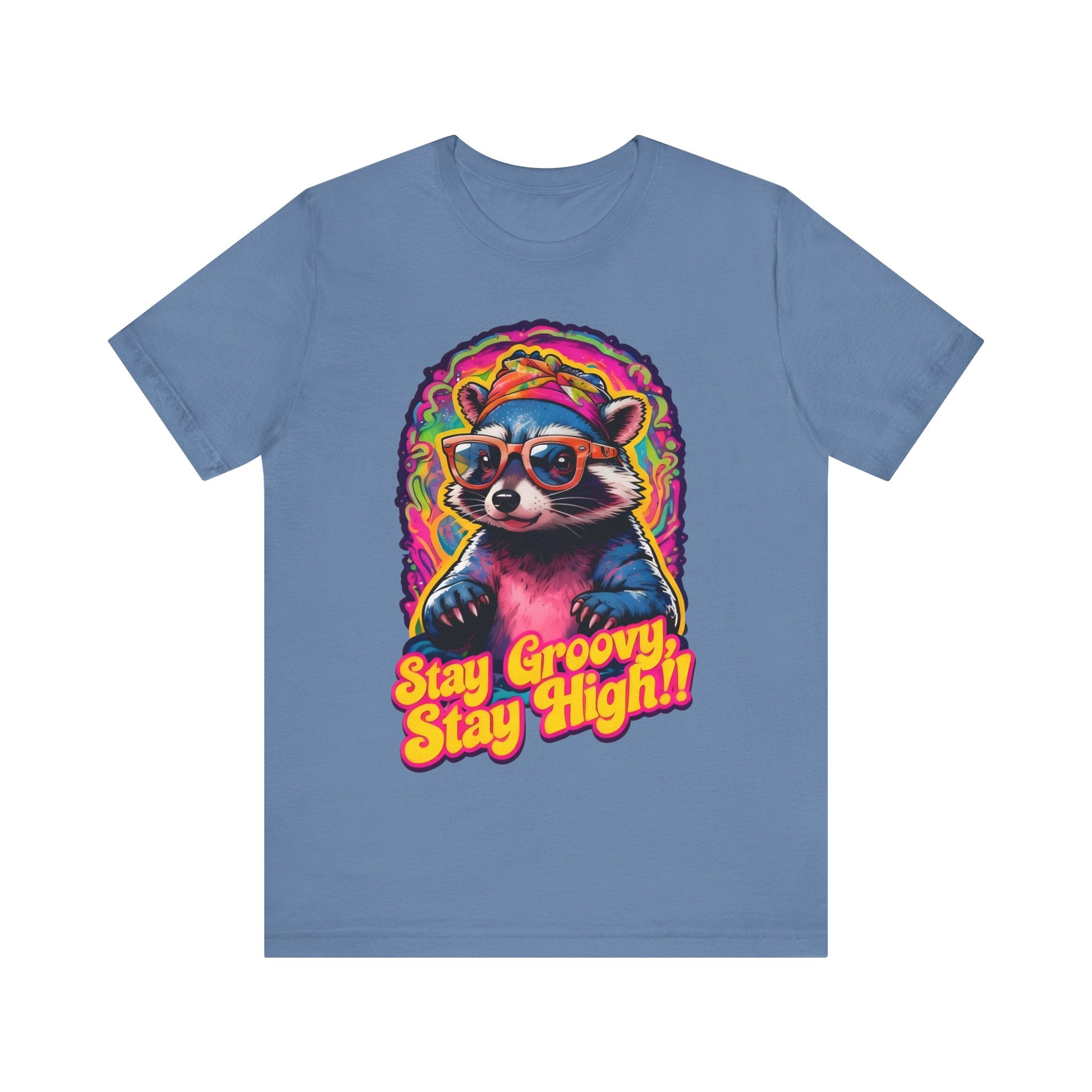 Stay Groovy Raccoon Tee - Unisex Jersey Short Sleeve T-Shirt