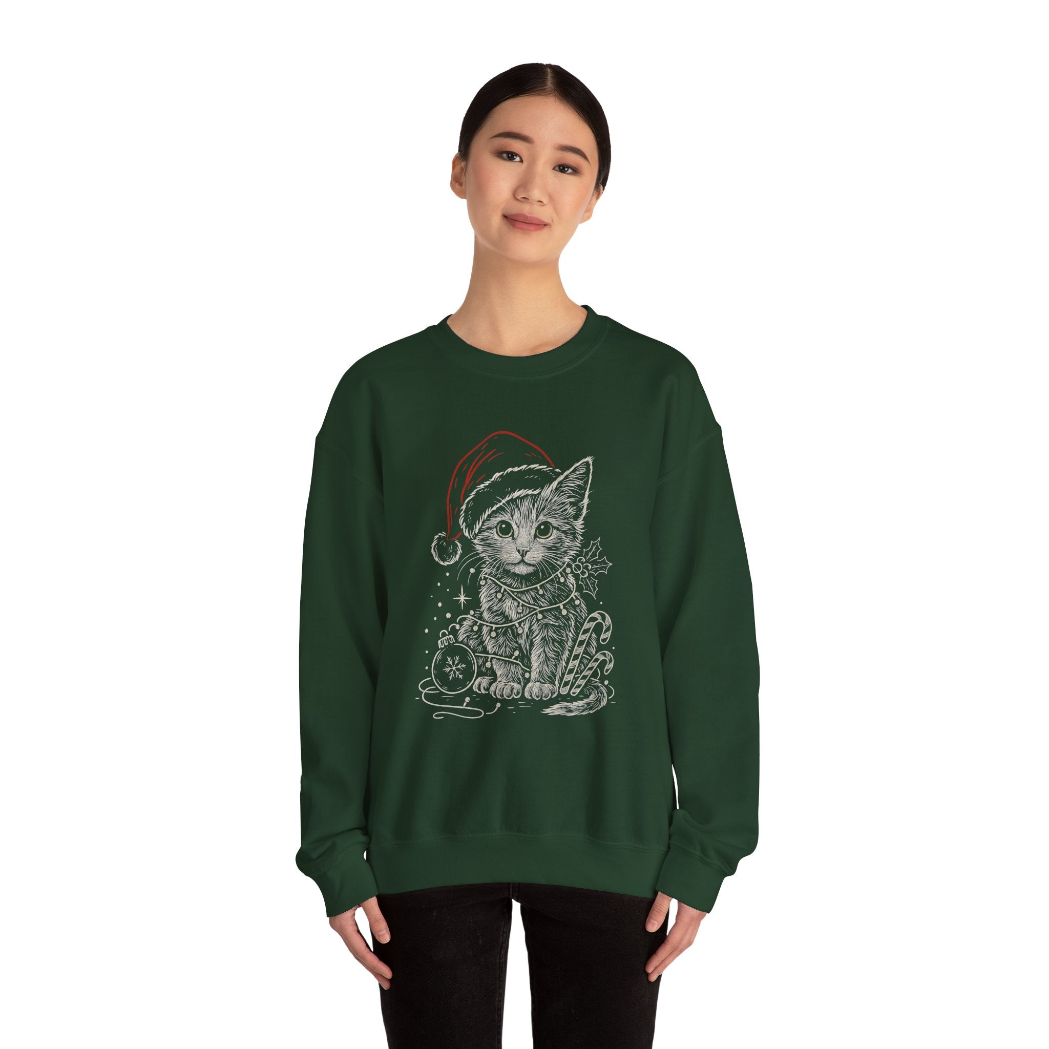 Cute Christmas Cat Crewneck Sweatshirt | Festive Holiday Sweatshirt, Gift for Cat Lovers, Cozy Winter Wear, Unique Cat Apparel, Fun [...]
