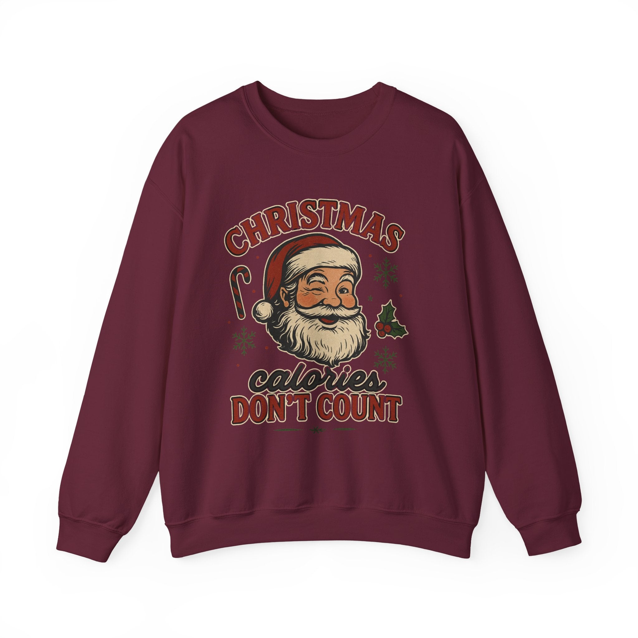 Christmas 'Calories Don't Count' Sweatshirt – Retro Santa Holiday Crewneck