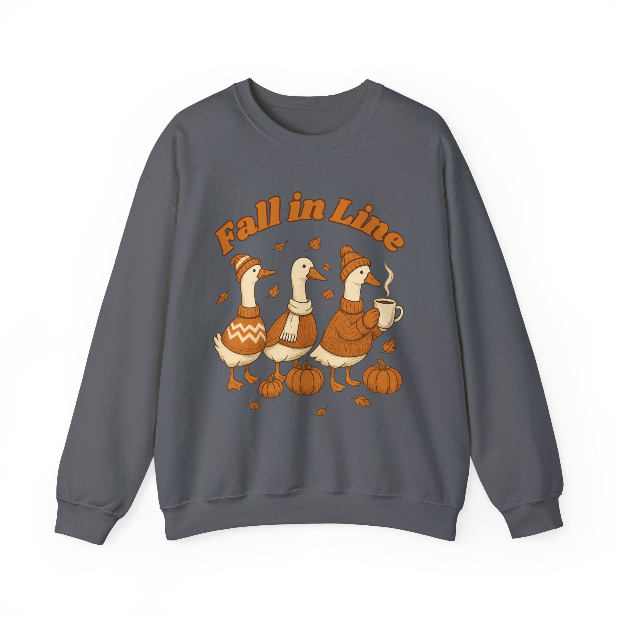Autumn Vibes Crewneck Sweatshirt - 'Fall in Line' Goose Design