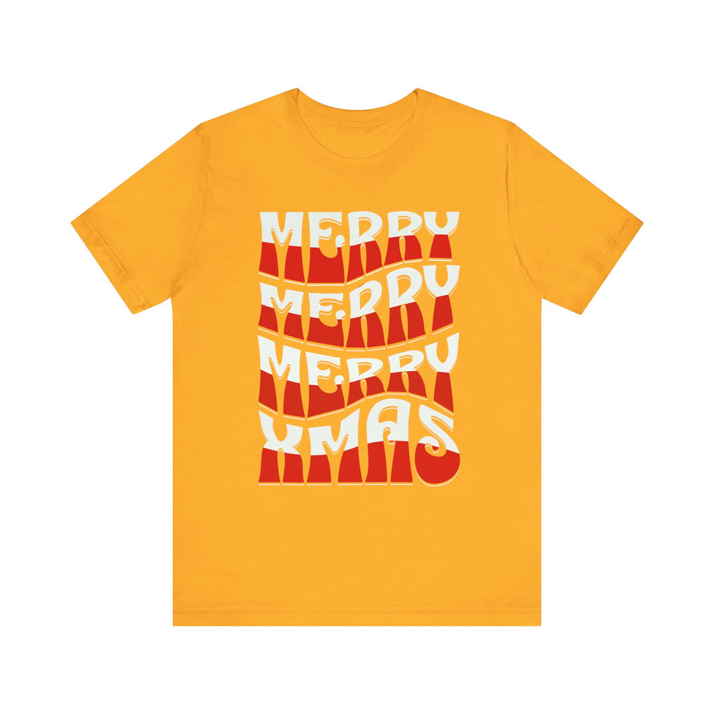 Merry Christmas Retro Wave Tee — Retro Holiday Graphic T-Shirt