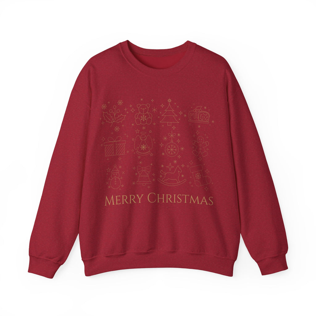 Christmas Sweatshirt — Black 'Merry Christmas' Gold Minimal Holiday Crewneck