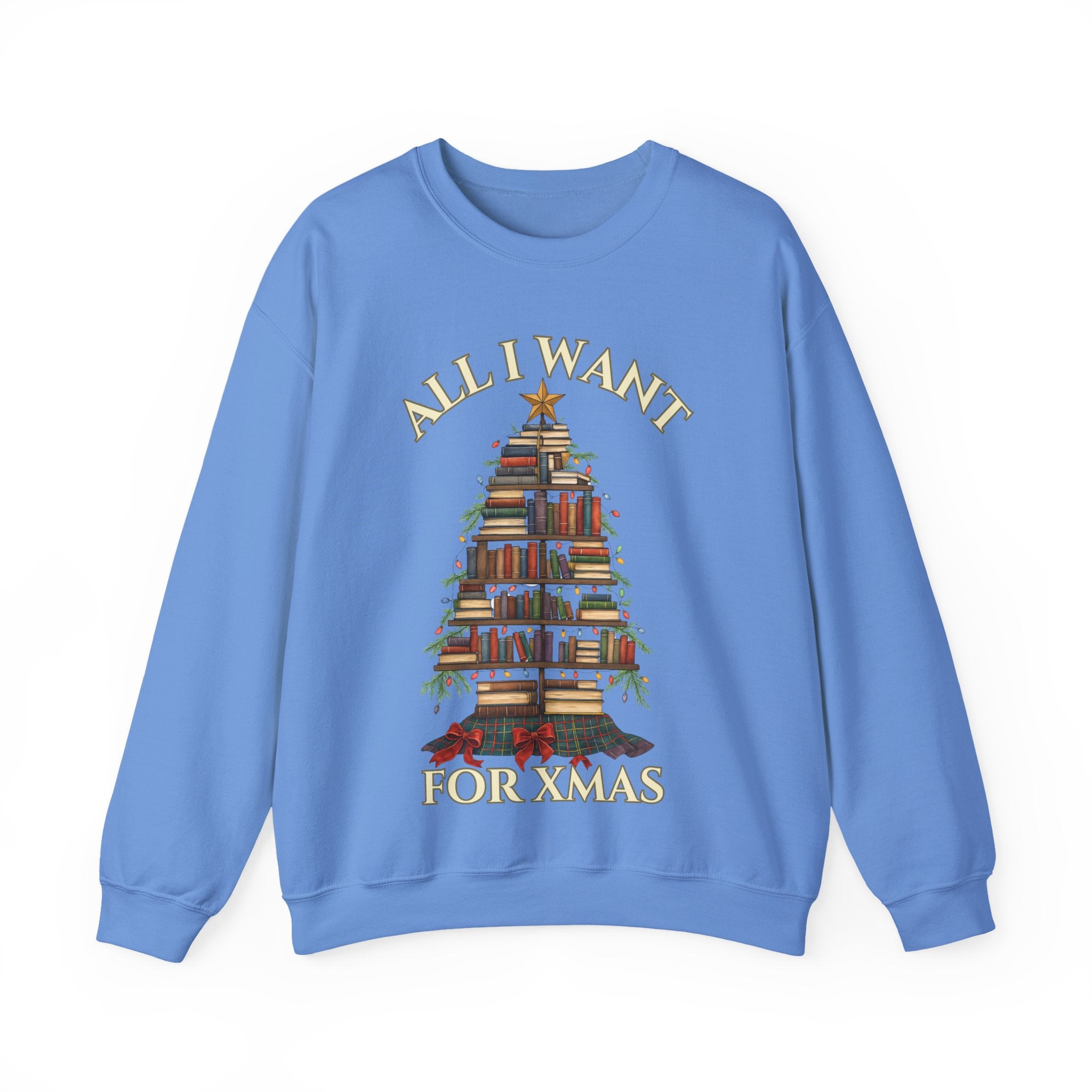Christmas Book Lover Crewneck Sweatshirt - 'All I Want for XMAS'