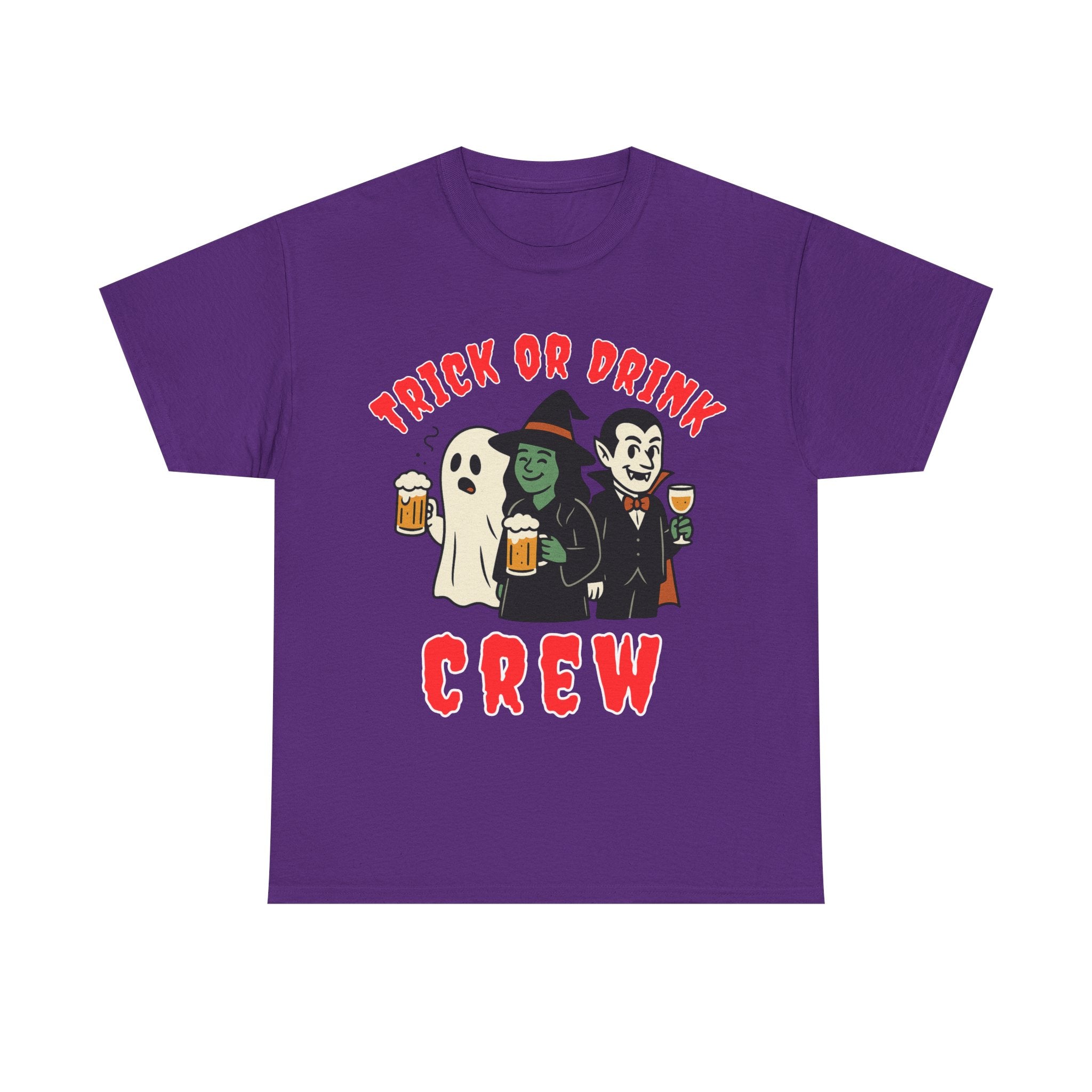 Halloween Party Tee, Trick or Drink Crew Shirt, Unisex Cotton T-Shirt, Spooky Graphic Tee, Fall Celebration Apparel