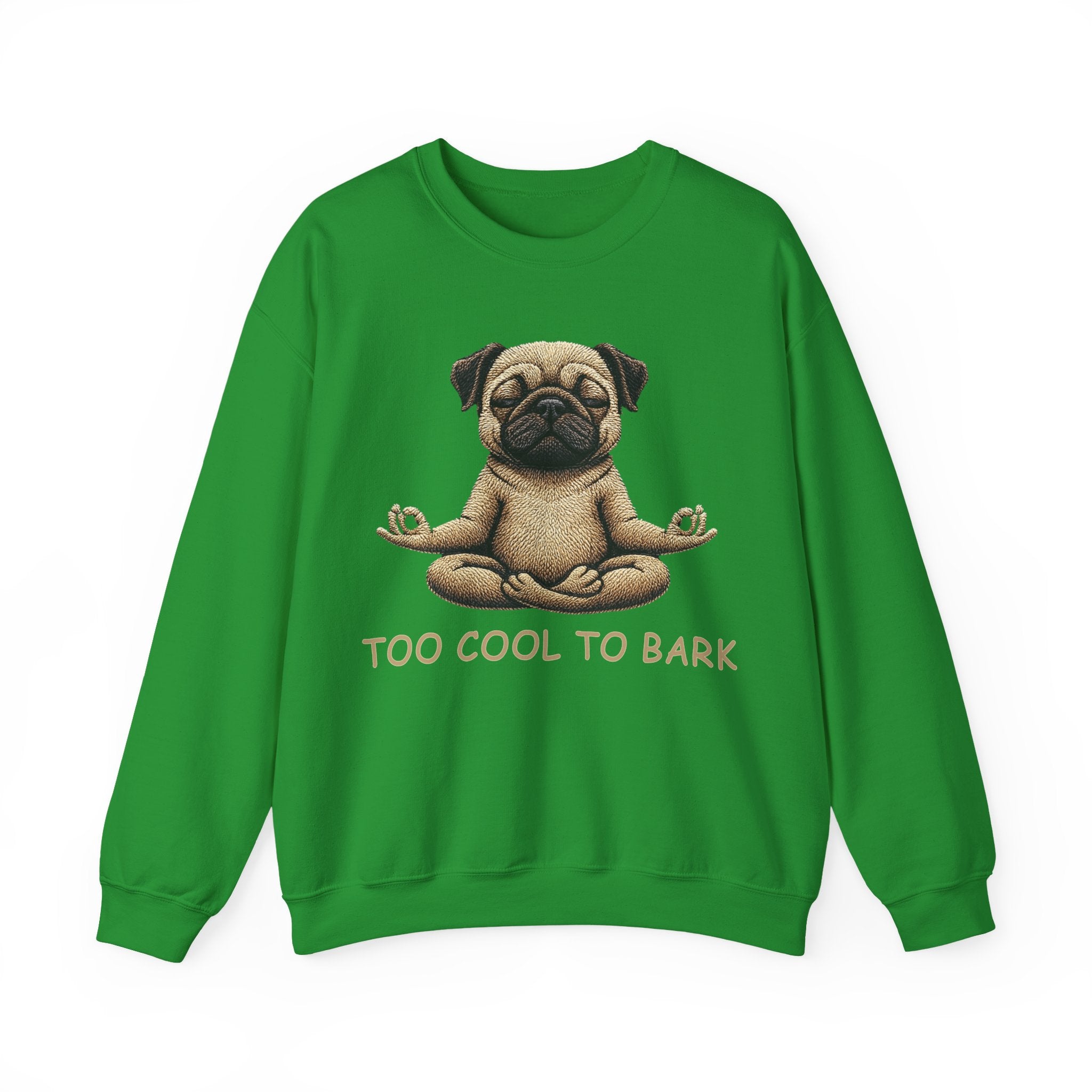 Pug Yoga Sweatshirt – "Too Cool to Bark" Cozy Crewneck