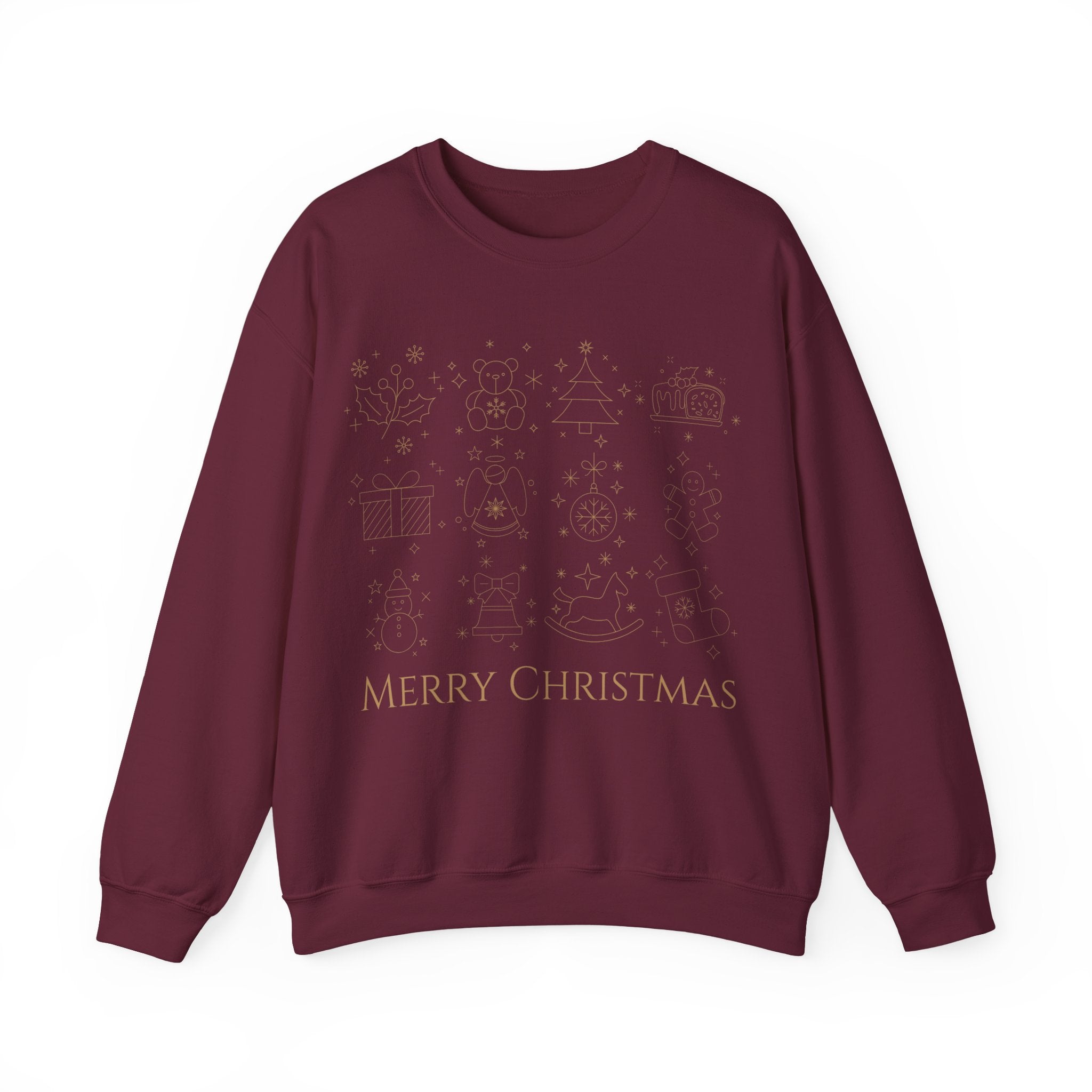 Christmas Sweatshirt — Black 'Merry Christmas' Gold Minimal Holiday Crewneck