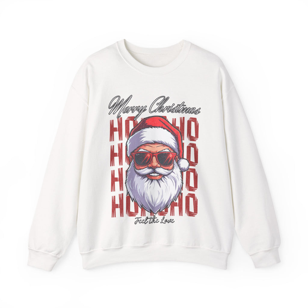Christmas Santa Crewneck Sweatshirt — "Ho Ho Ho" Sunglasses Santa Holiday Jumper