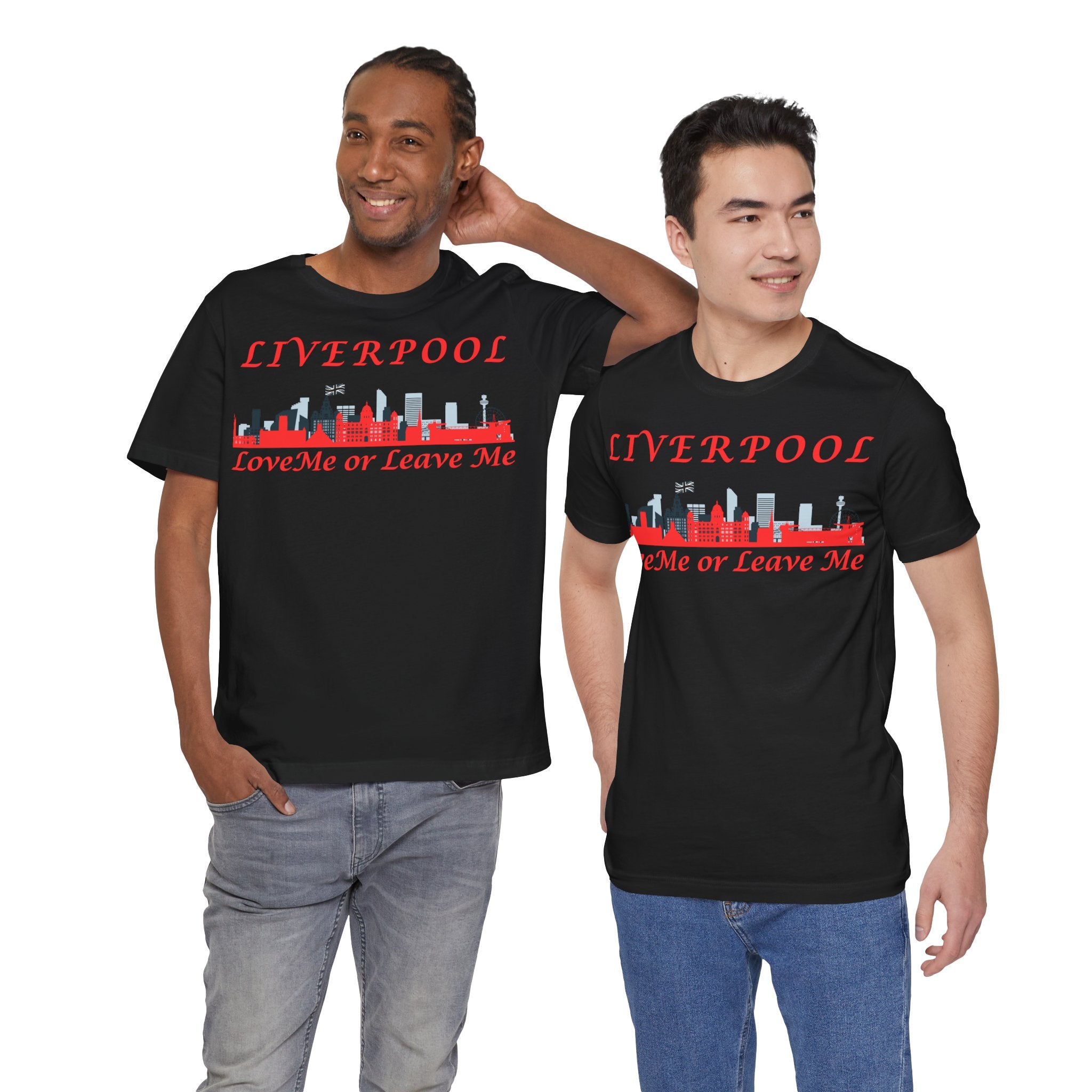 Love Liverpool. Liverpool Skyline Tee - Love Me or Leave Me, Unisex Short Sleeve Shirt, Gift for Liverpool Fans, City Pride Apparel, Casual Wear