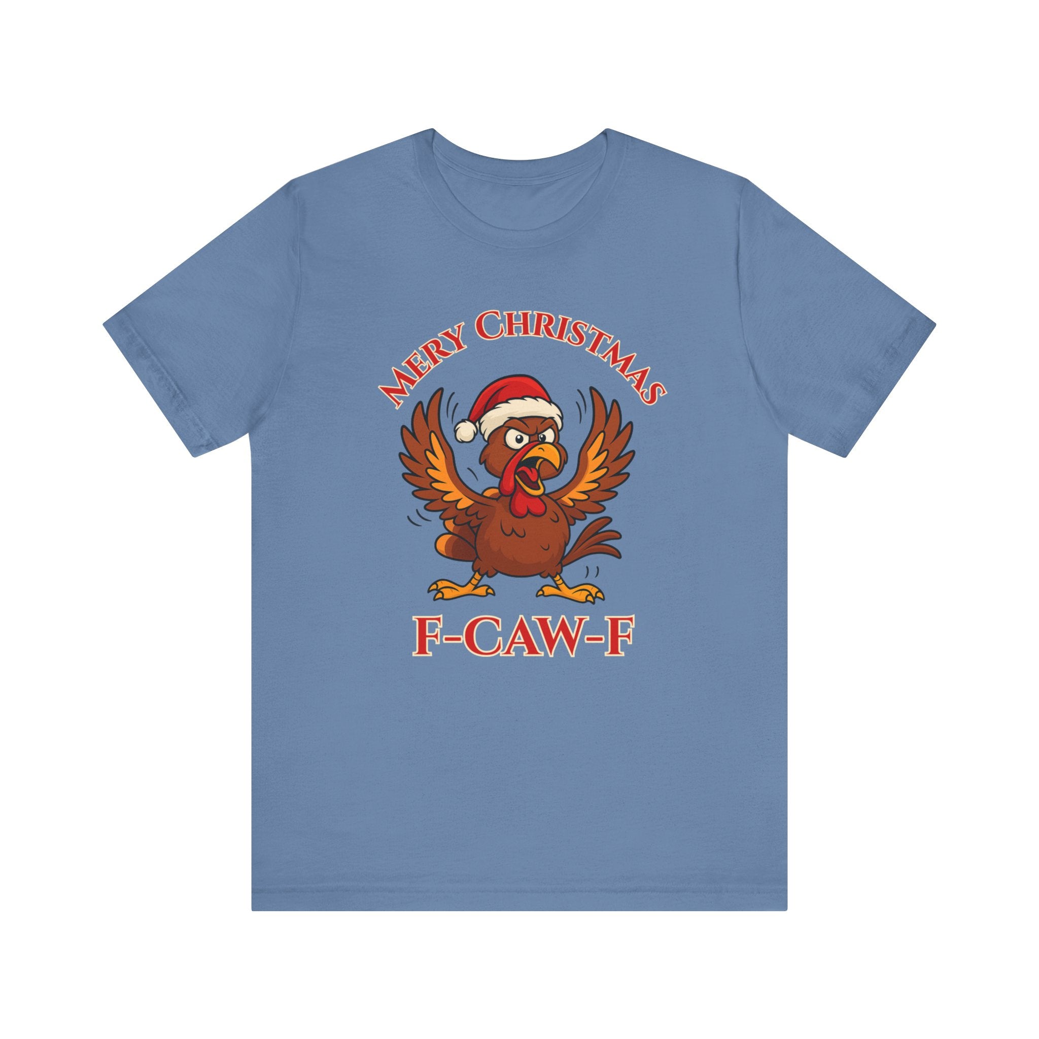 Funny Christmas Turkey Tee - "F-CAW-F" Unisex Short Sleeve T-Shirt