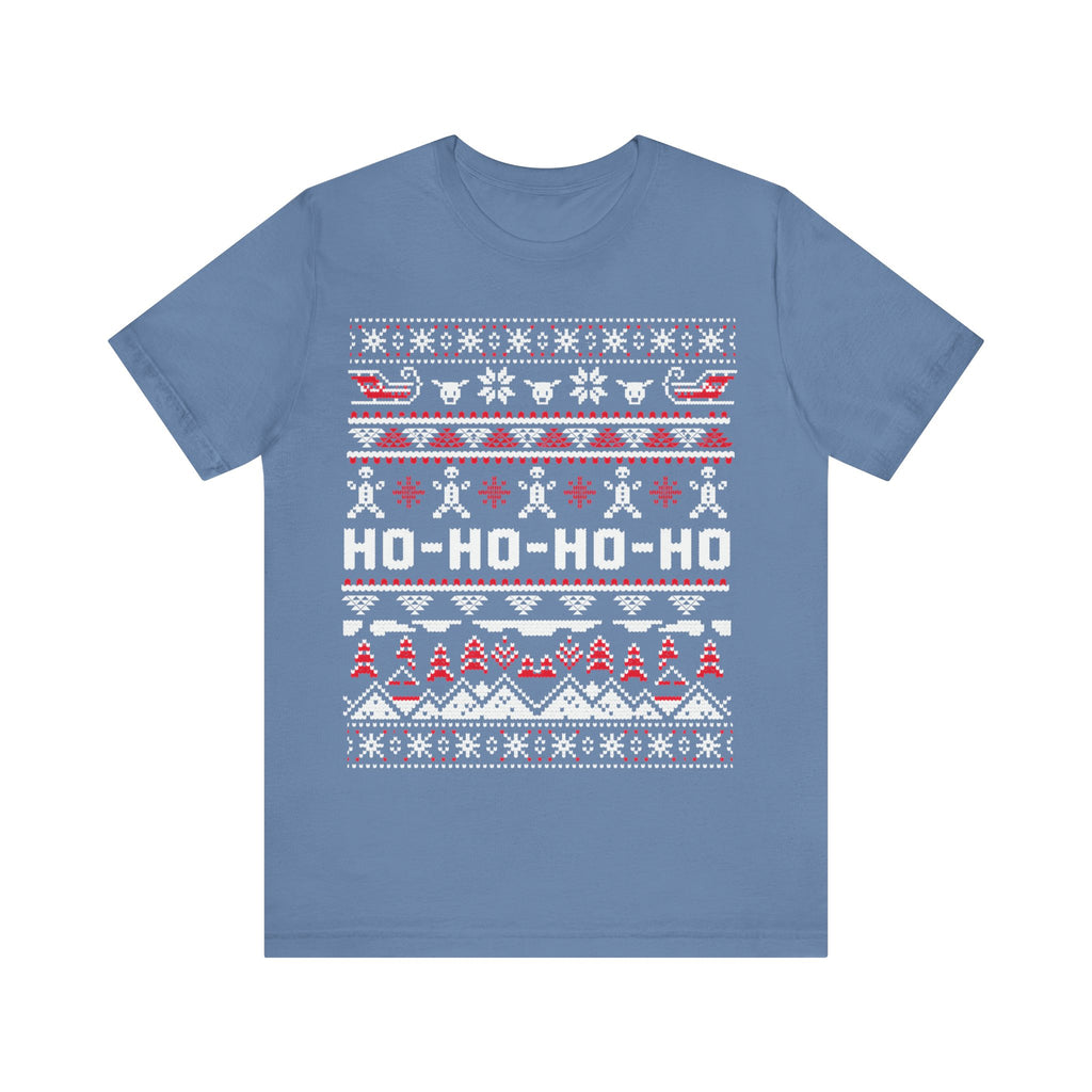 Ho-Ho-Ho Holiday Tee — Festive Christmas Sweater Print Shirt