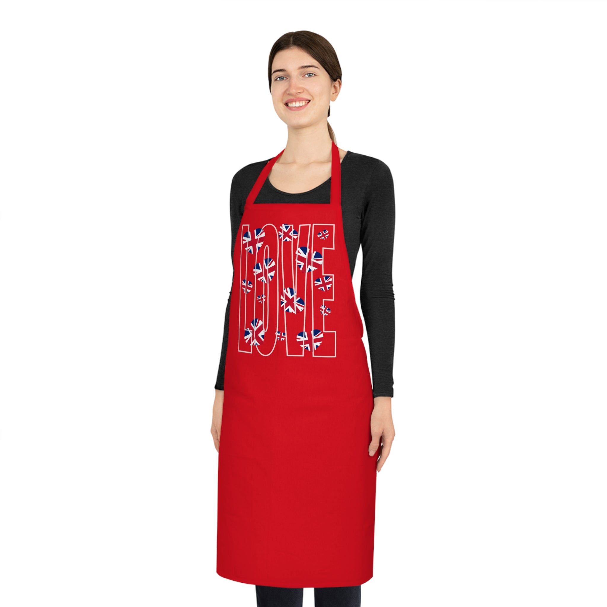 Love Britain-Inspired Cotton Apron, Perfect Gift for Chefs, Baking Enthusiasts, Valentine's Day, Kitchen Decor, Cooking Essentials