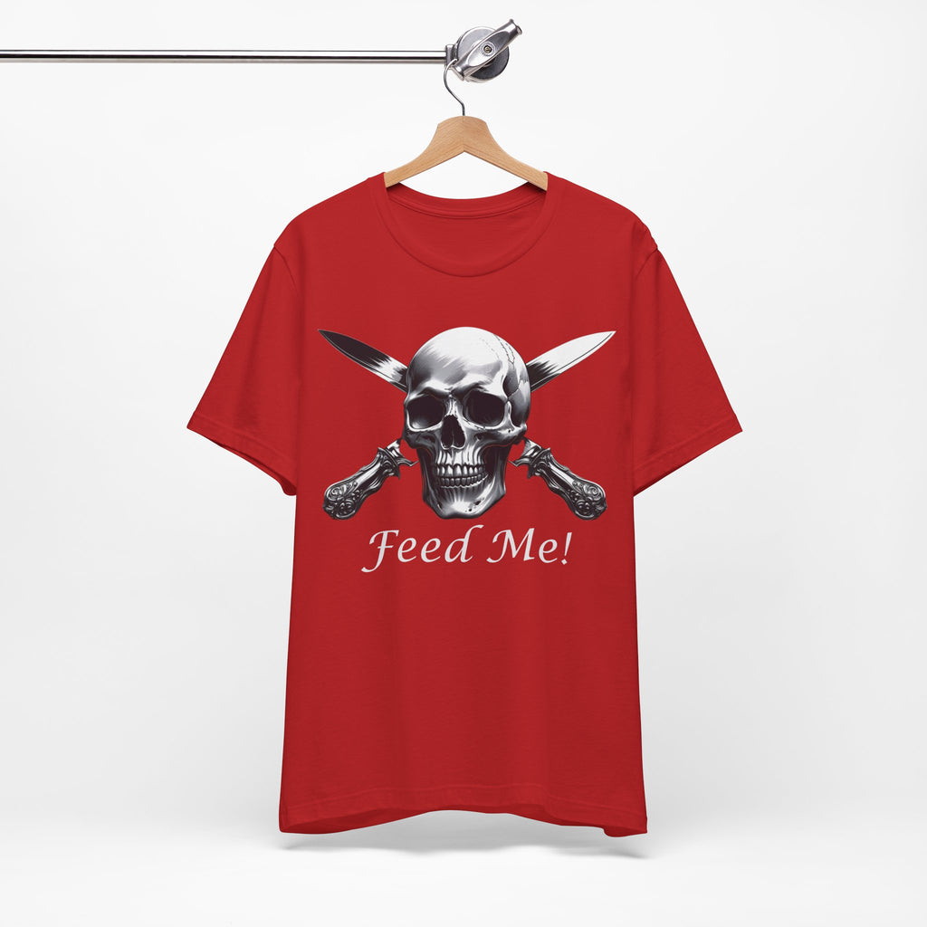 Skull Feed Me Tee, Edgy Graphic T-Shirt, Humour, Punk Fashion Shirt, Unisex Casual Wear