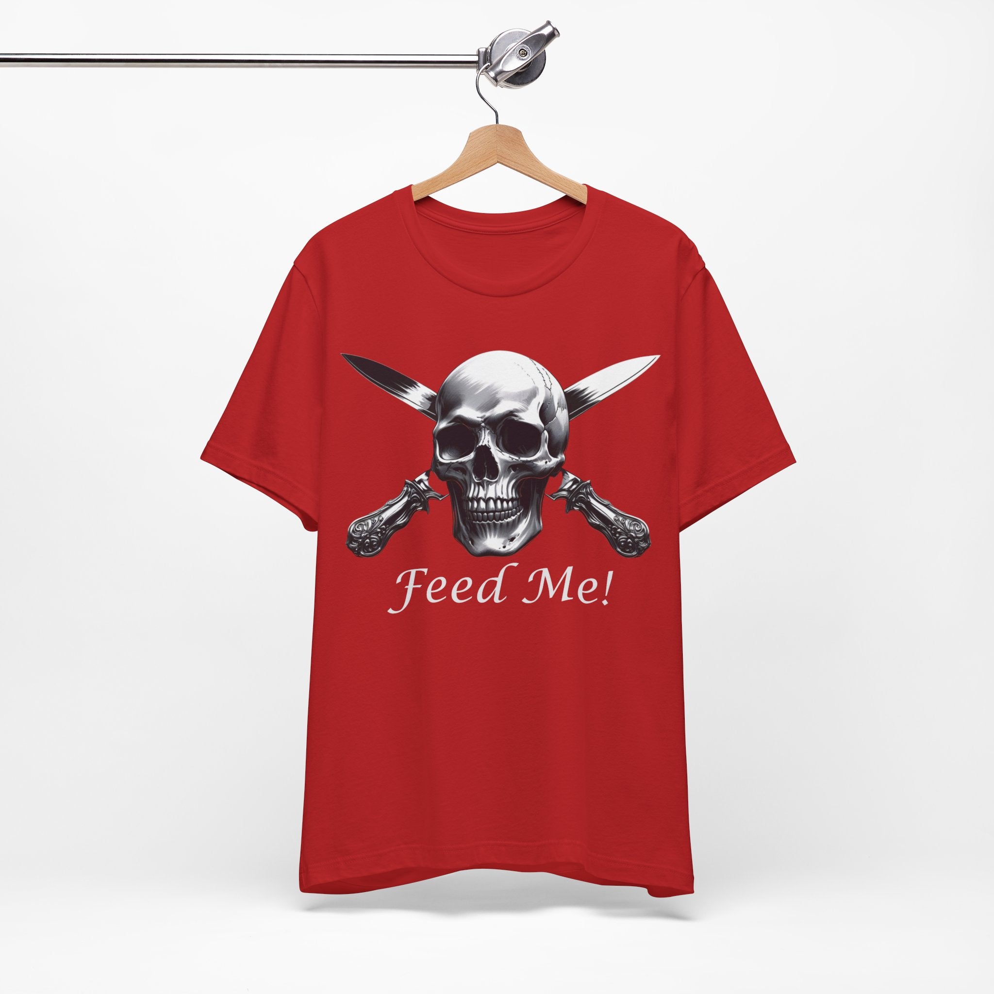 Skull Feed Me Tee, Edgy Graphic T-Shirt, Humour, Punk Fashion Shirt, Unisex Casual Wear