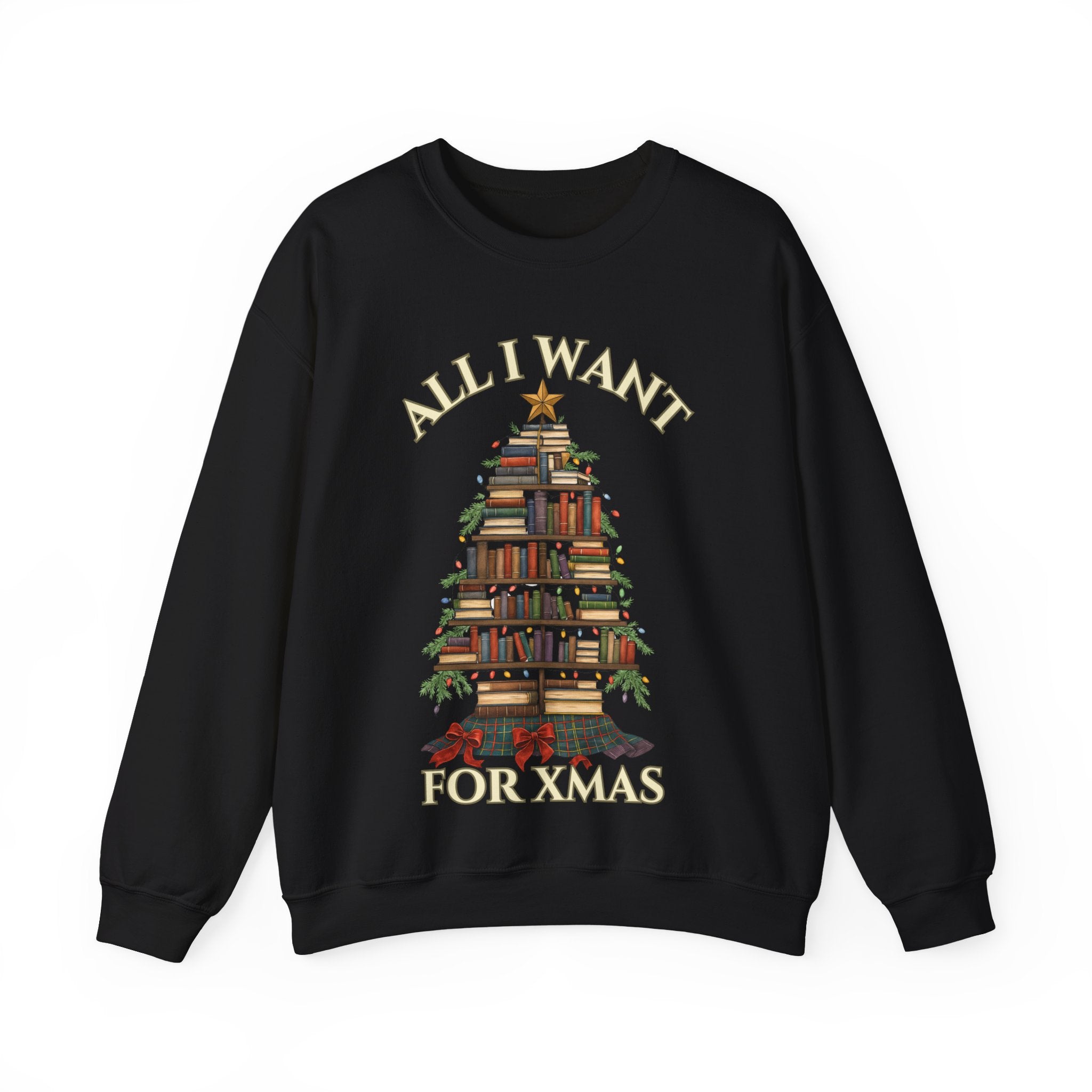 Christmas Book Lover Crewneck Sweatshirt - 'All I Want for XMAS'