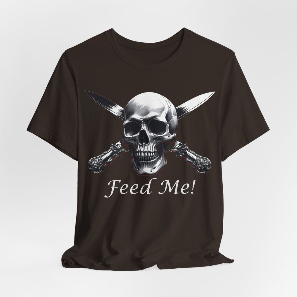 Skull Feed Me Tee, Edgy Graphic T-Shirt, Humour, Punk Fashion Shirt, Unisex Casual Wear