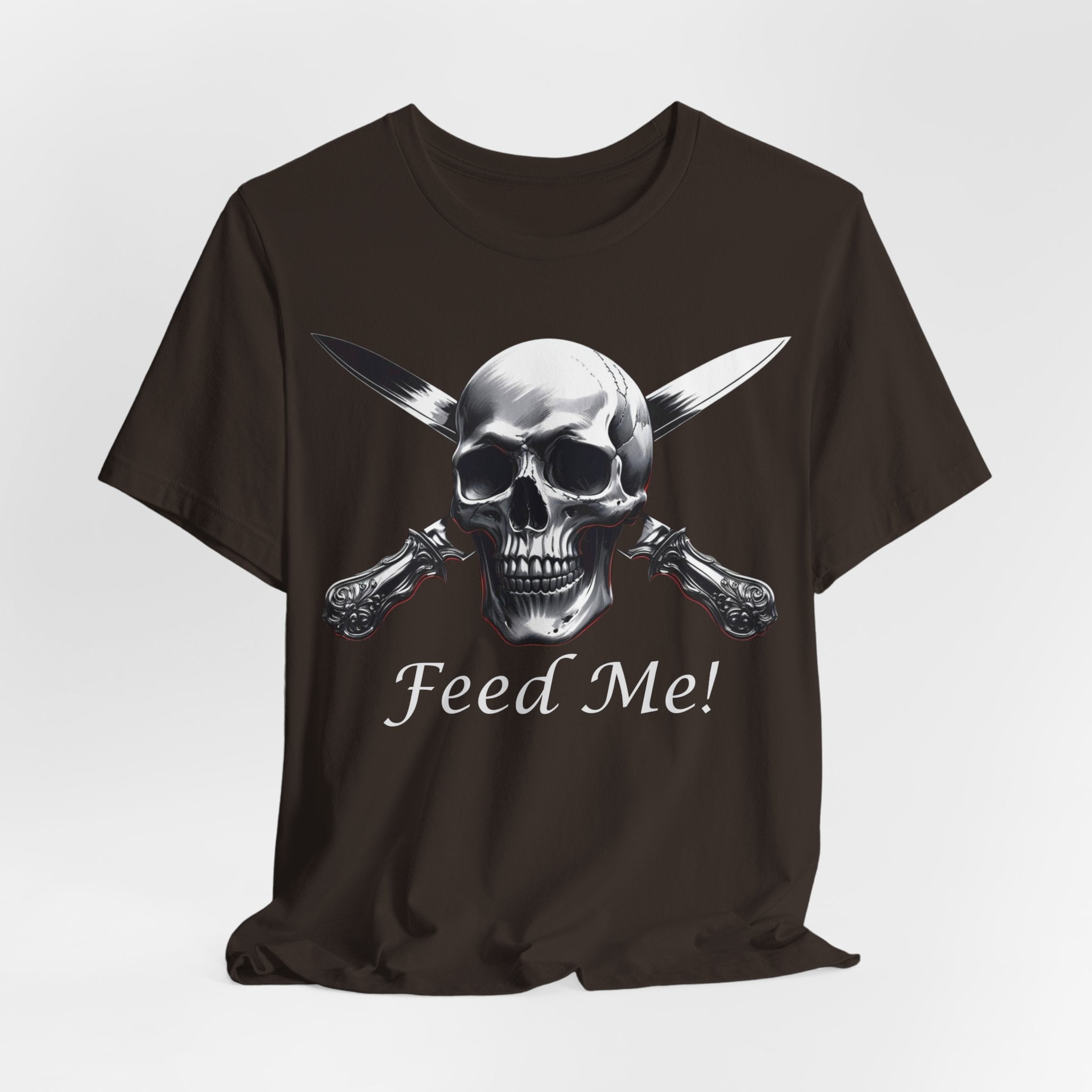 Skull Feed Me Tee, Edgy Graphic T-Shirt, Humour, Punk Fashion Shirt, Unisex Casual Wear