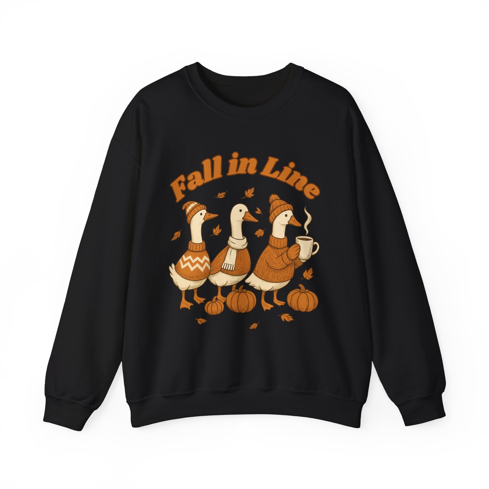 Autumn Vibes Crewneck Sweatshirt - 'Fall in Line' Goose Design
