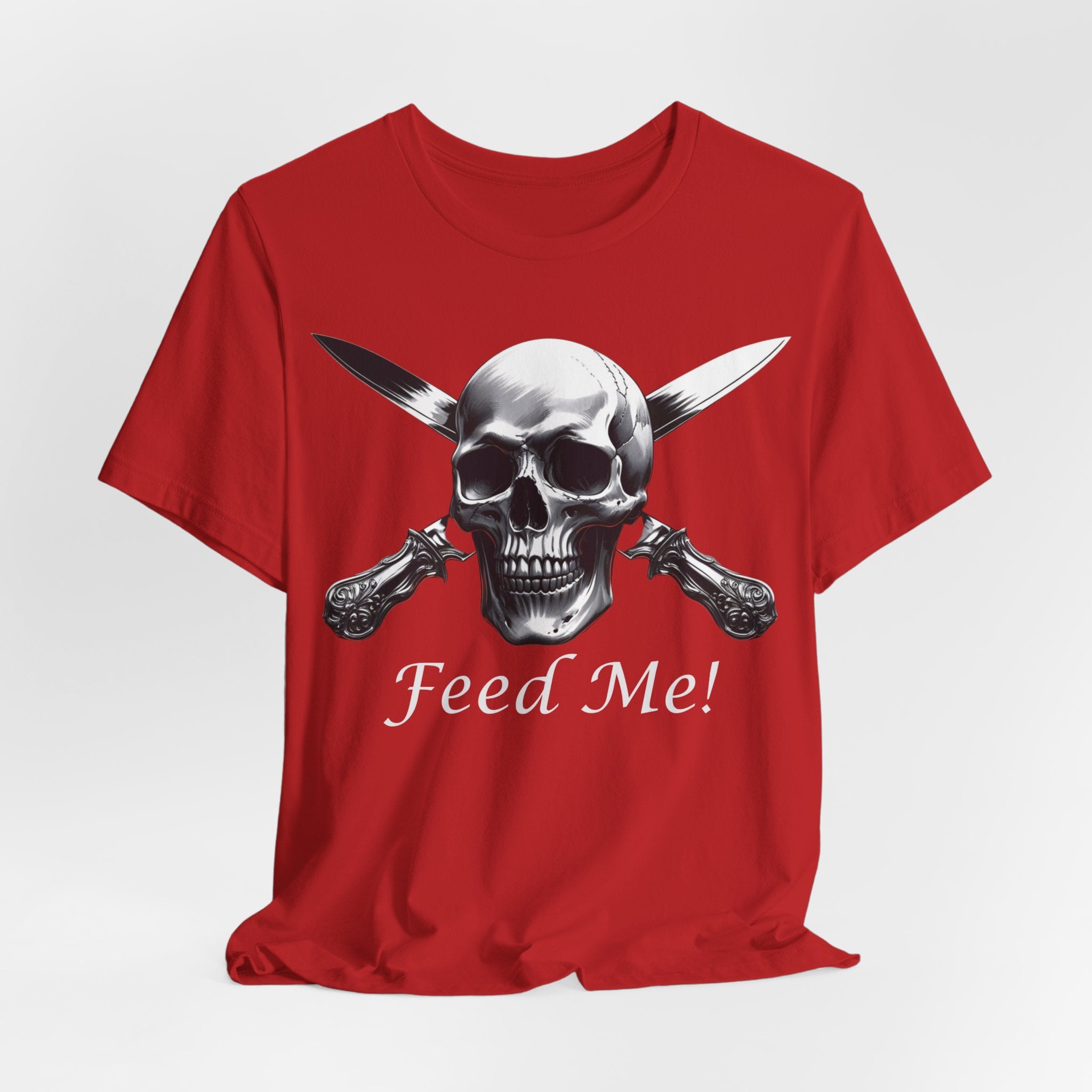Skull Feed Me Tee, Edgy Graphic T-Shirt, Humour, Punk Fashion Shirt, Unisex Casual Wear