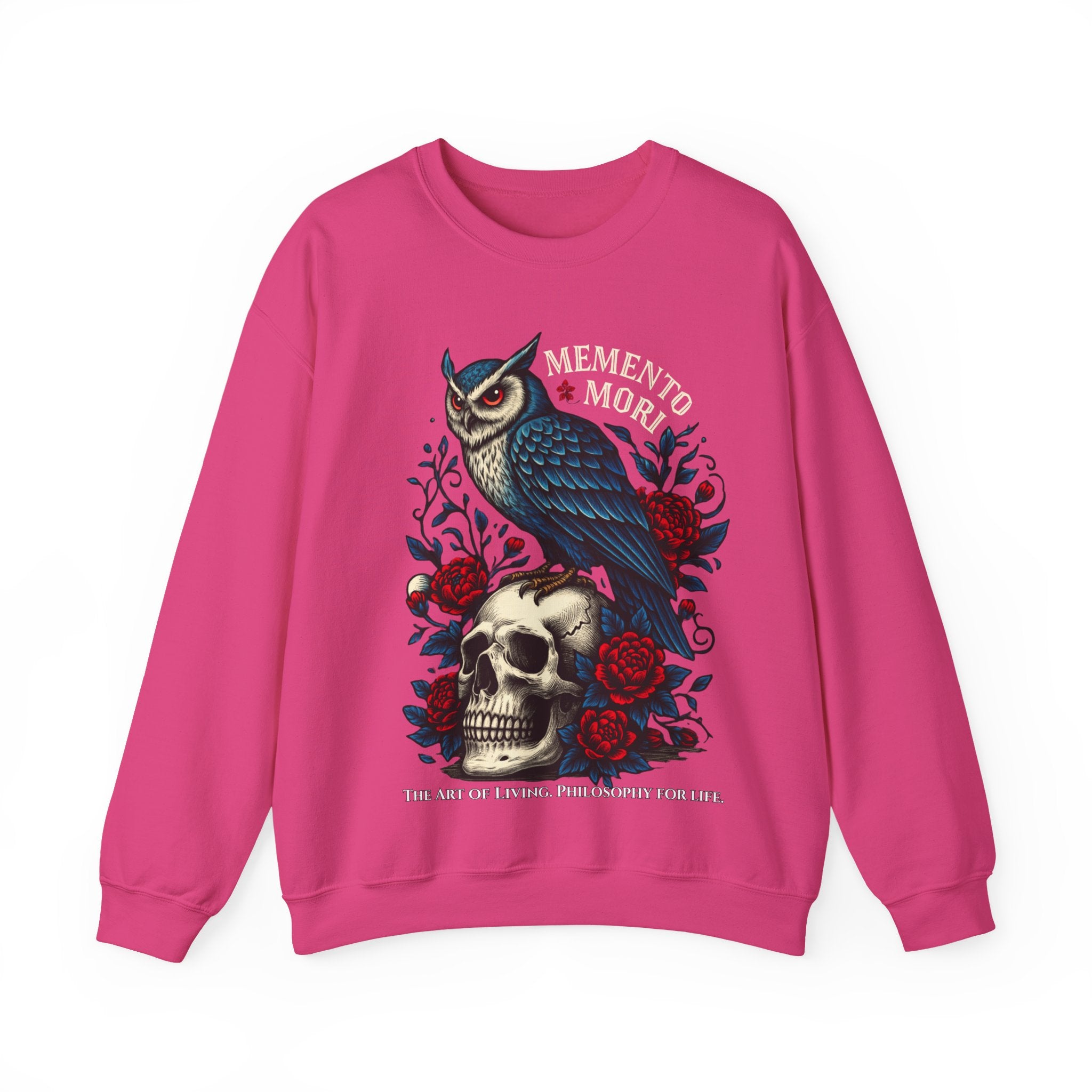 Memento Mori Sweatshirt – Gothic Owl and Skull Sweater, Dark Academia Aesthetic, Philosophy Clothing, Vintage Tattoo Art Pullover, Gothic Gift