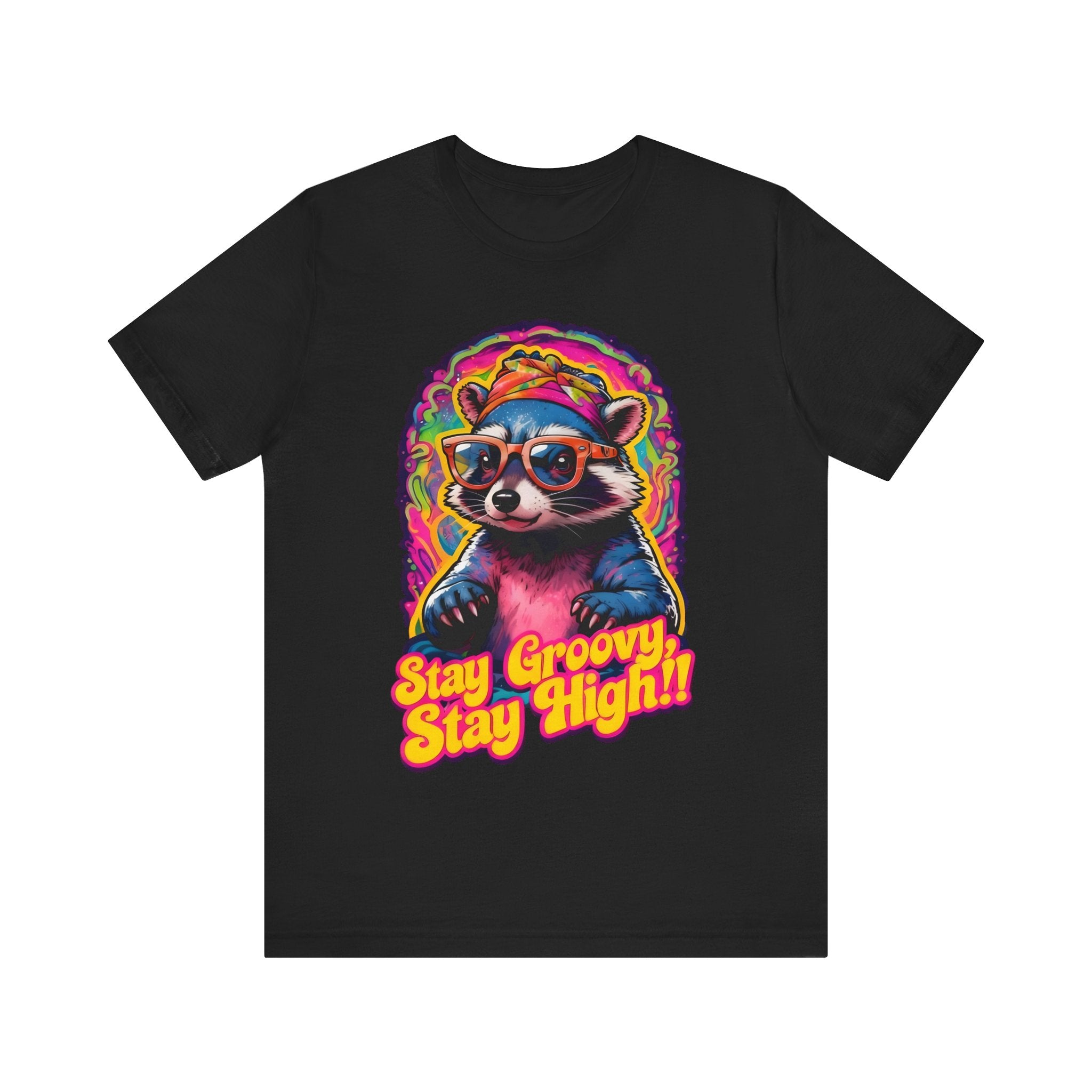 Stay Groovy Raccoon Tee - Unisex Jersey Short Sleeve T-Shirt