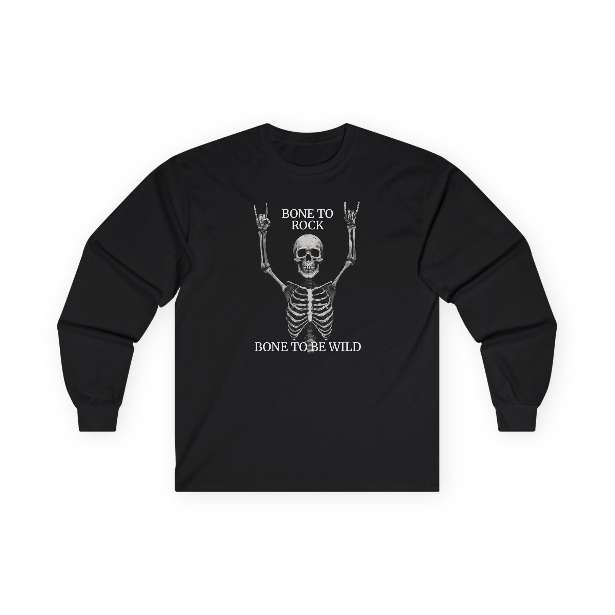 Bone to Rock Skeleton Long Sleeve Tee, Perfect for Halloween Parties, Rock Music Fans, Unisex Casual Wear, Gift for Music Lovers, [...]