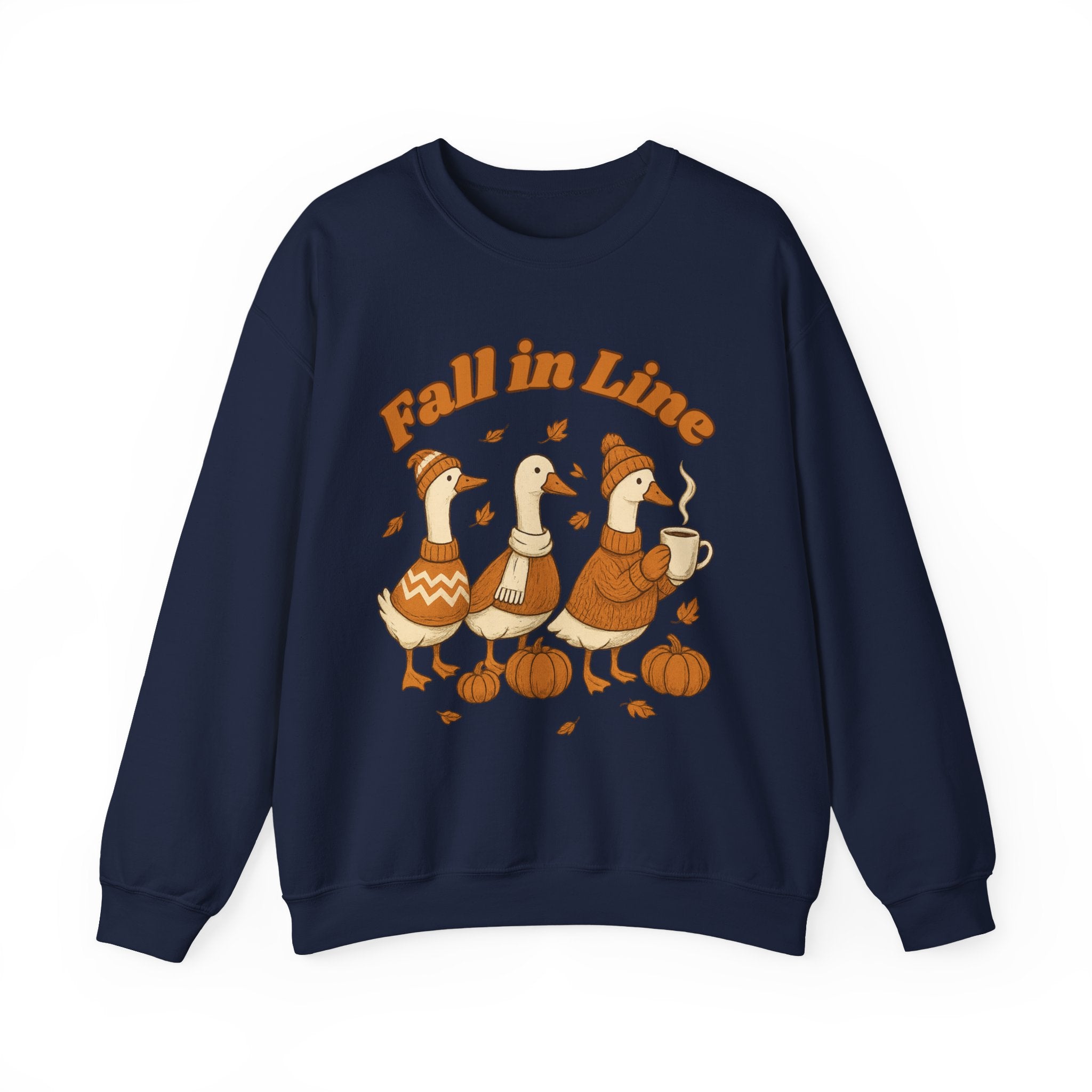Autumn Vibes Crewneck Sweatshirt - 'Fall in Line' Goose Design