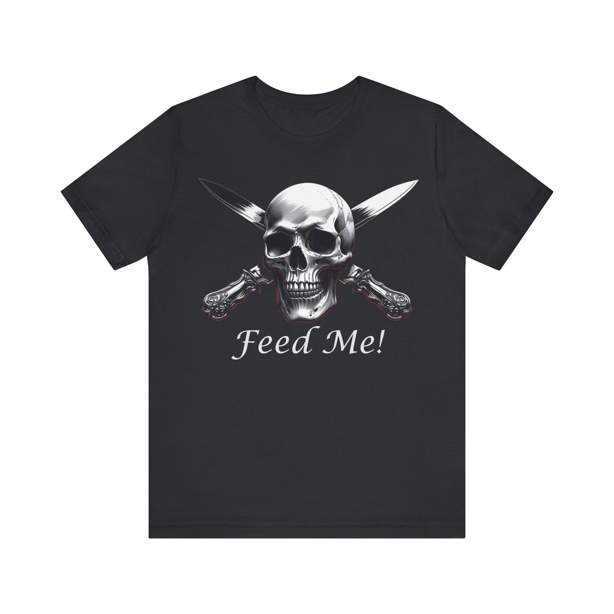 Skull Feed Me Tee, Edgy Graphic T-Shirt, Humour, Punk Fashion Shirt, Unisex Casual Wear