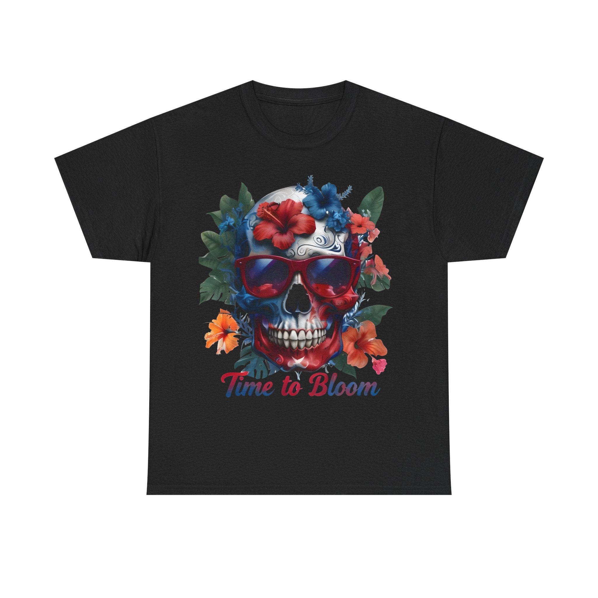 Skull Floral Tee - Time to Bloom, Unisex T-Shirt, Graphic Tee, Gift for Flower Lovers, Vintage Style Apparel