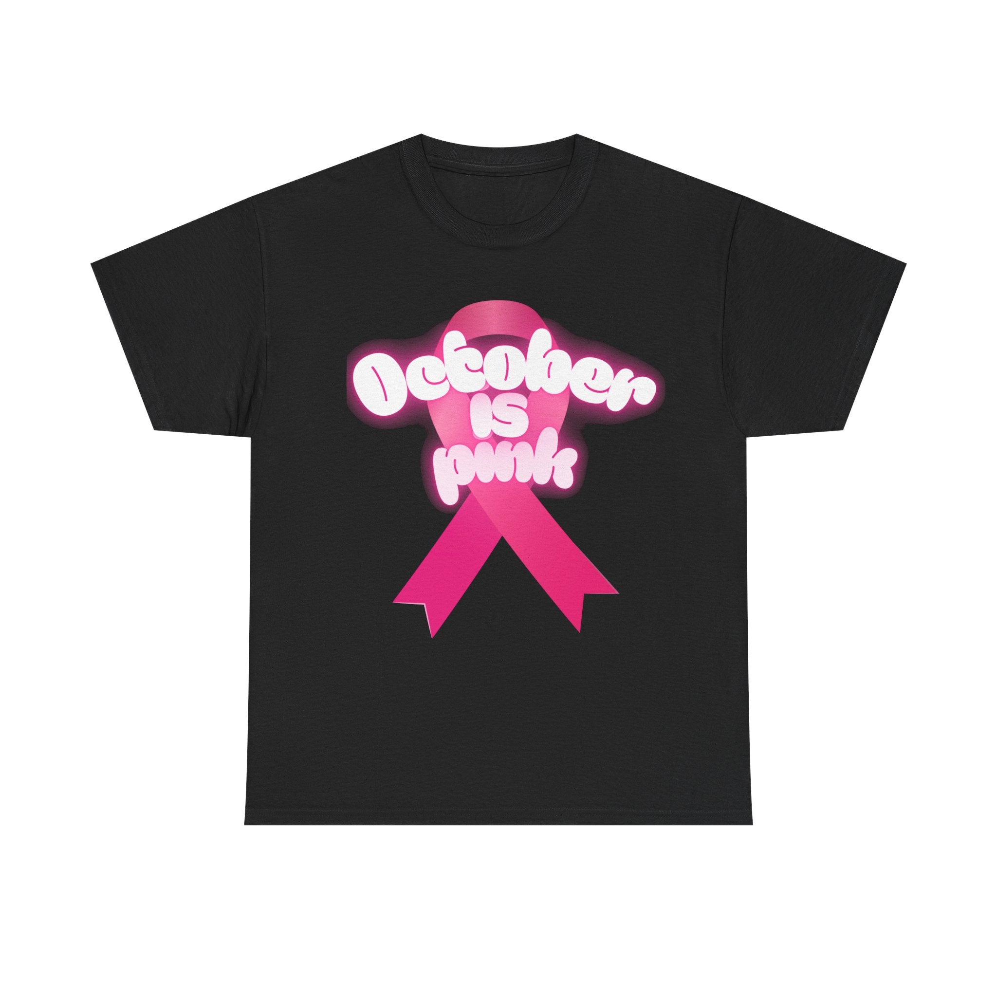 October is Pink Unisex Heavy Cotton Tee, Breast Cancer Awareness Shirt, Support T-Shirt, Gift for October Events, Casual Wear