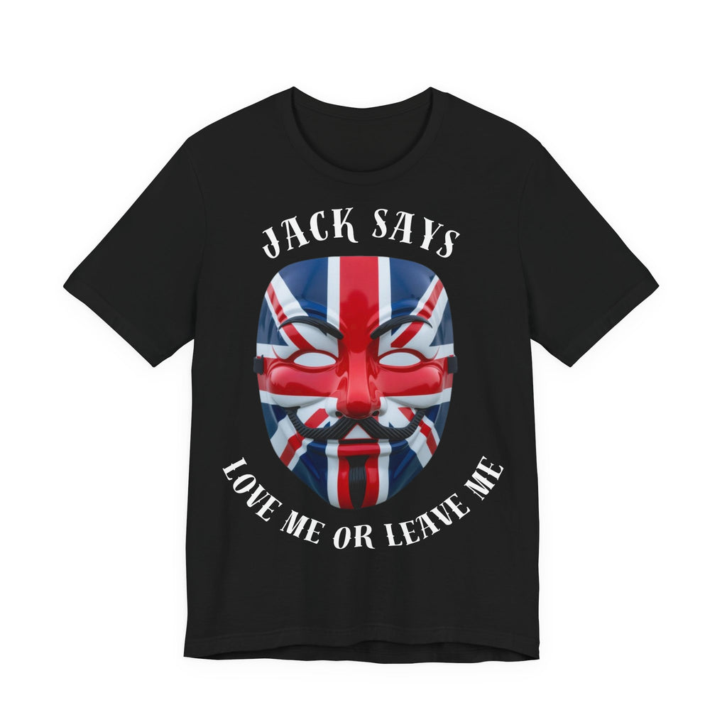 British Flag Mask Tee - Unisex Jersey Short Sleeve T-Shirt, Patriot Gift, Festival Shirt, Statement Tee, Casual Wear