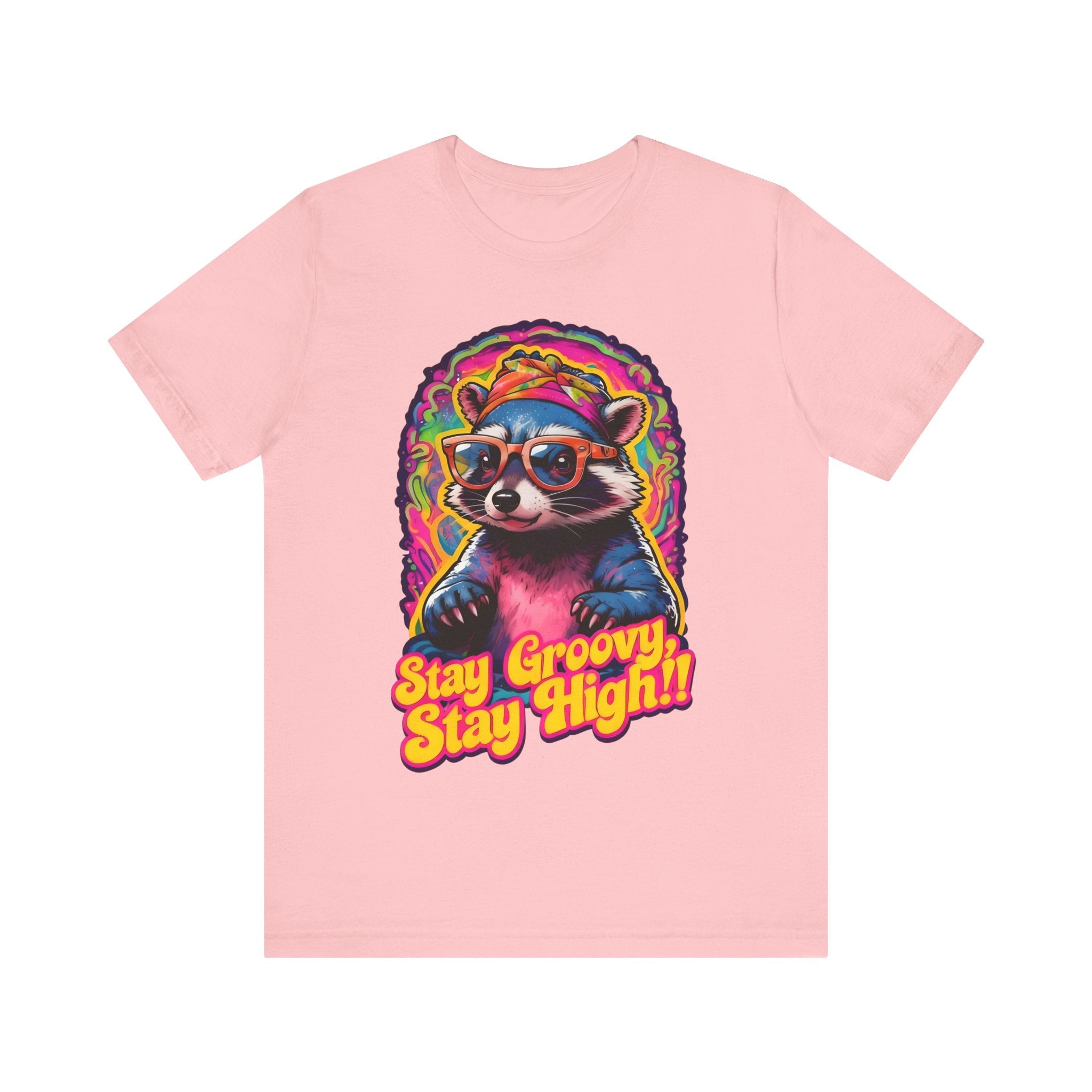 Stay Groovy Raccoon Tee - Unisex Jersey Short Sleeve T-Shirt