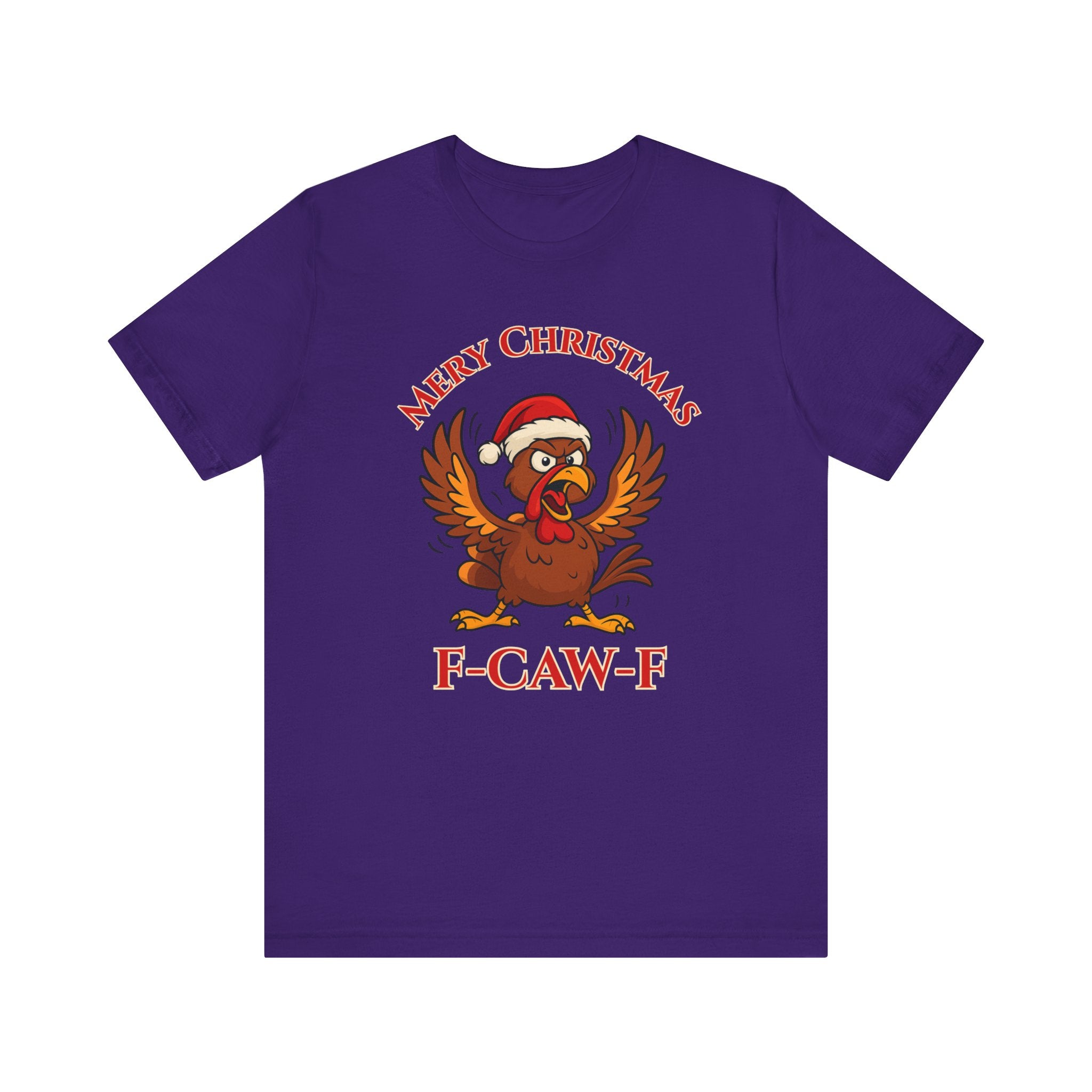 Funny Christmas Turkey Tee - "F-CAW-F" Unisex Short Sleeve T-Shirt