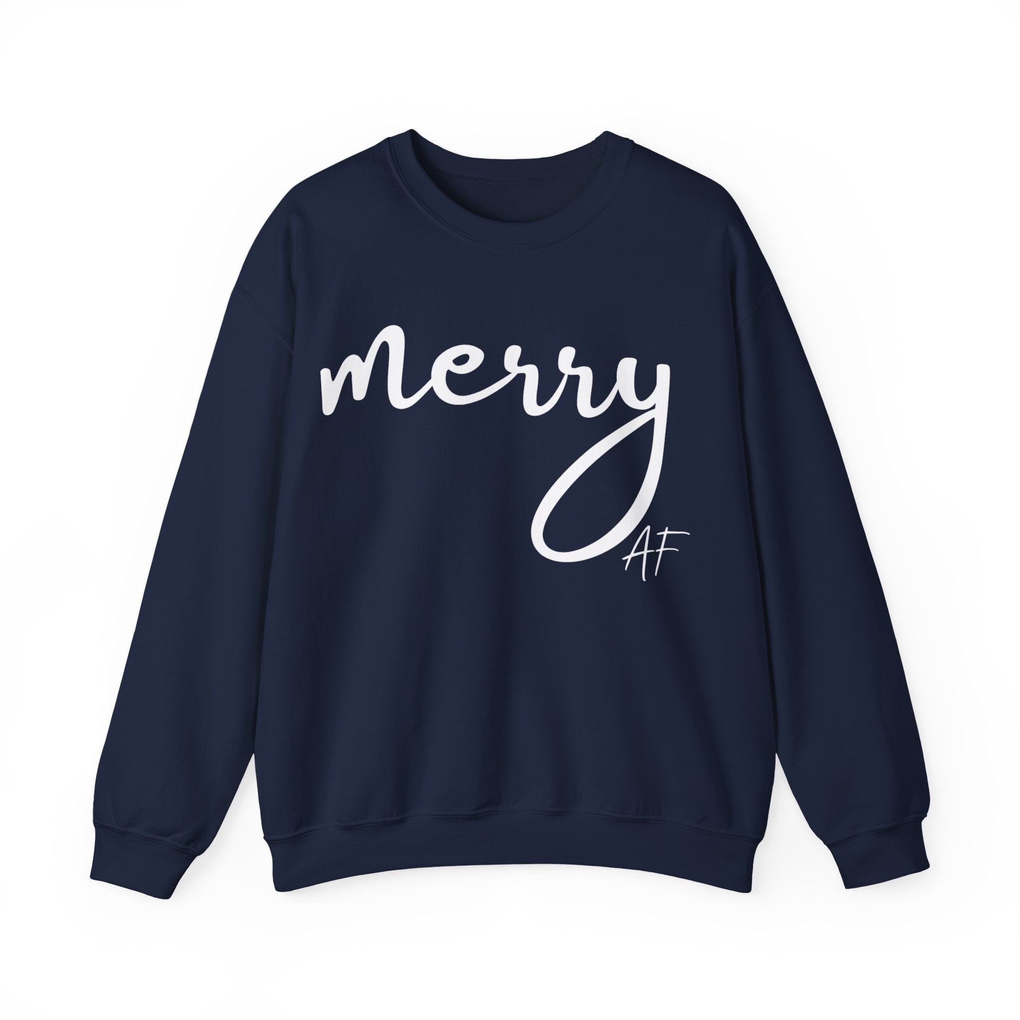 Merry AF Crewneck Sweatshirt – Funny Christmas Holiday Sweater