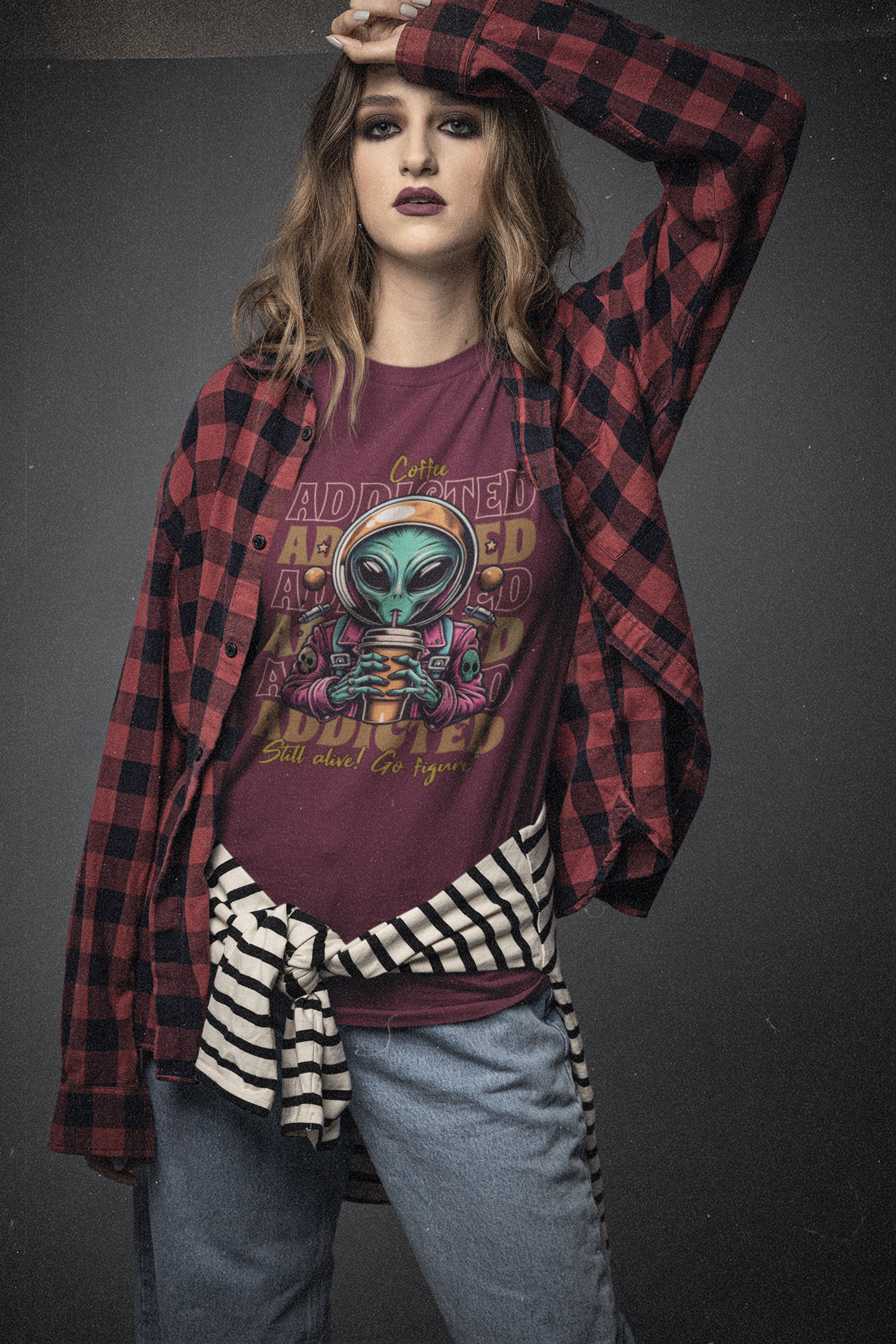 Alien Coffee Addicted T-Shirt — Funny Space Alien Coffee Tee