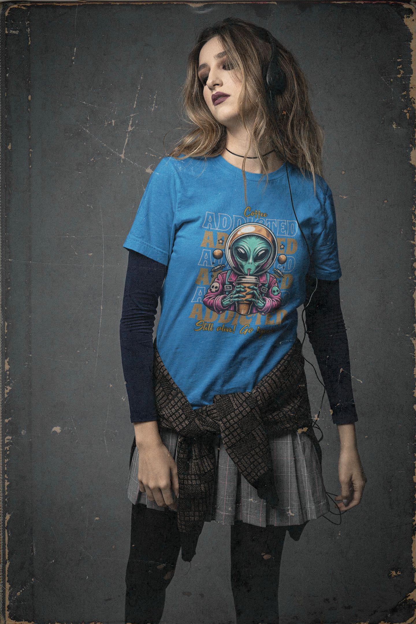 Alien Coffee Addicted T-Shirt — Funny Space Alien Coffee Tee